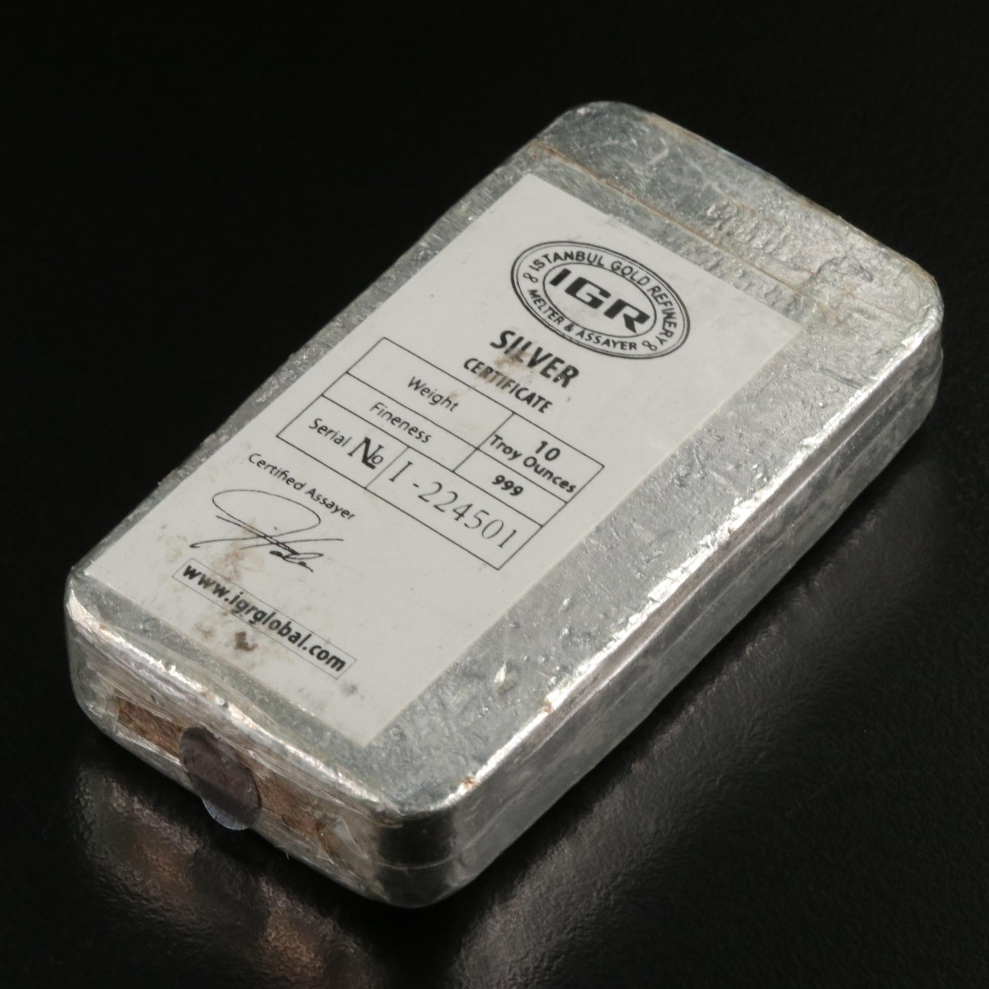 Ten Troy Ounce Fine Silver Ingot
