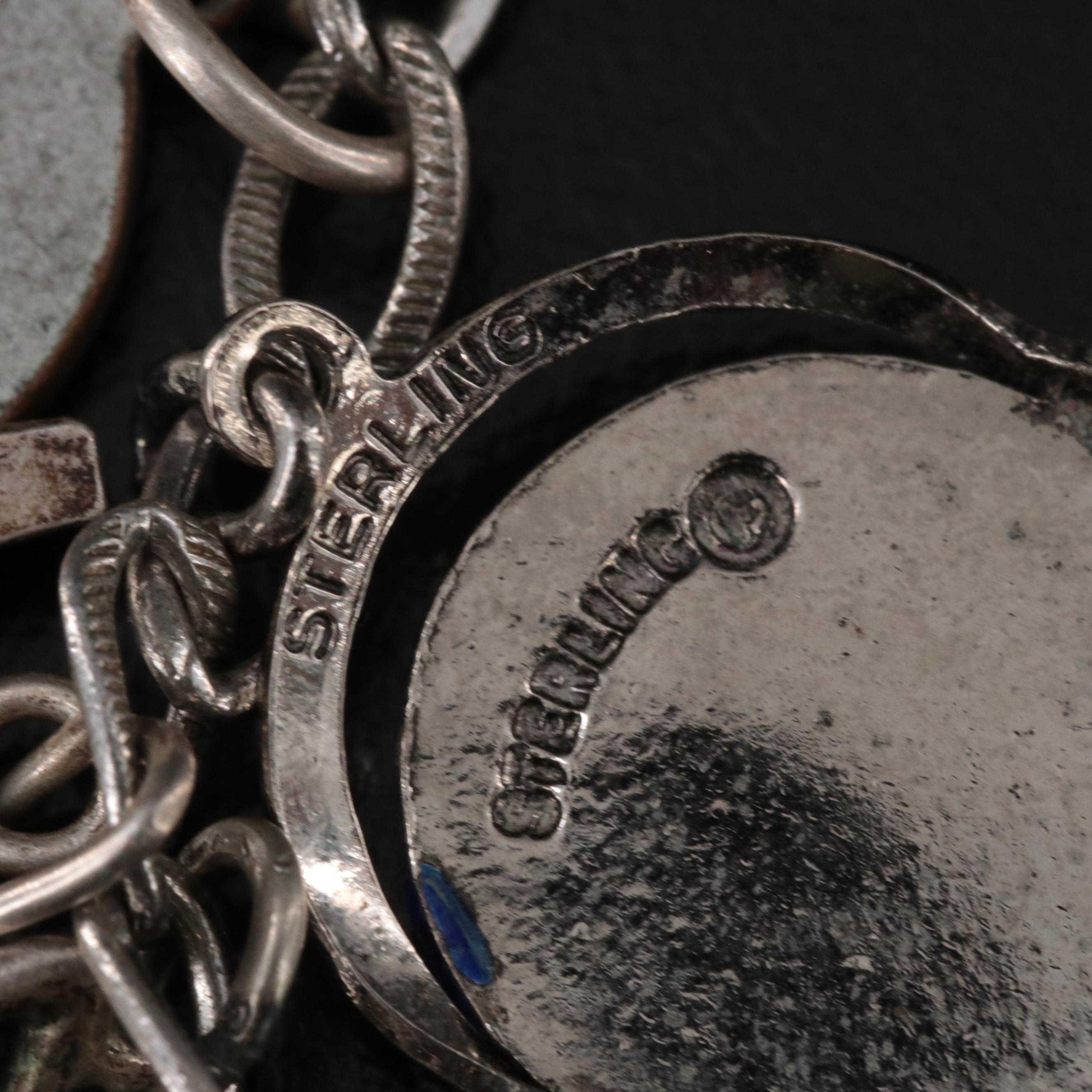 Vintage Sterling Travel Bracelet Including 835, 800 and 900 Silver