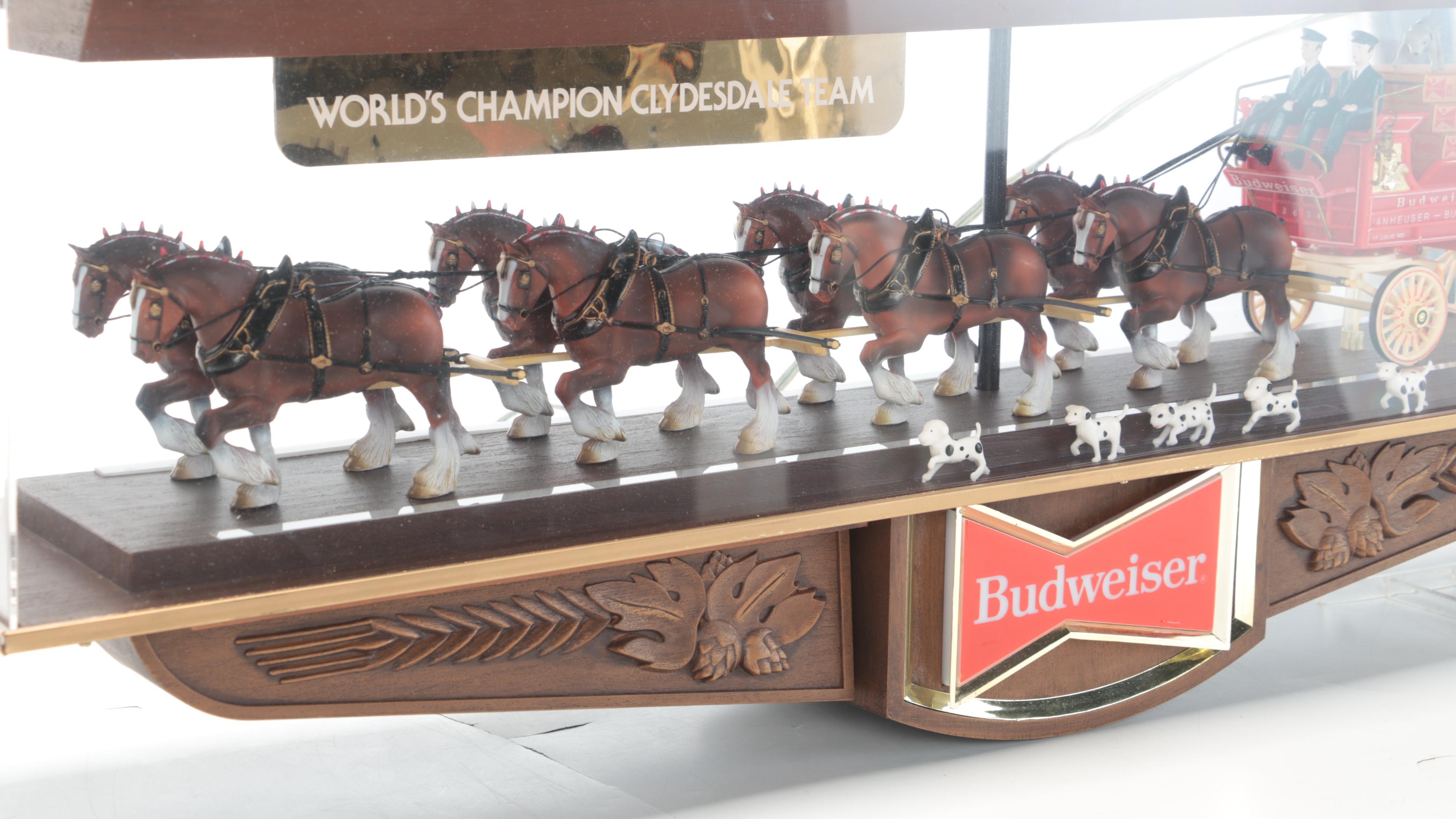 Budweiser Beer World Champion Clydesdale Team Advertising Clock Sign, 1980s