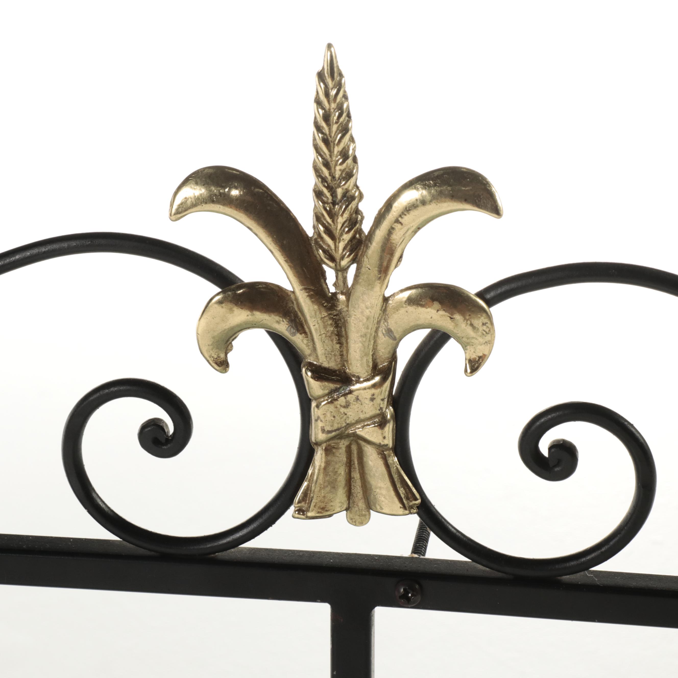 Scrolled Metal and Glass Two-Tier Wall Shelf, Late 20th Century