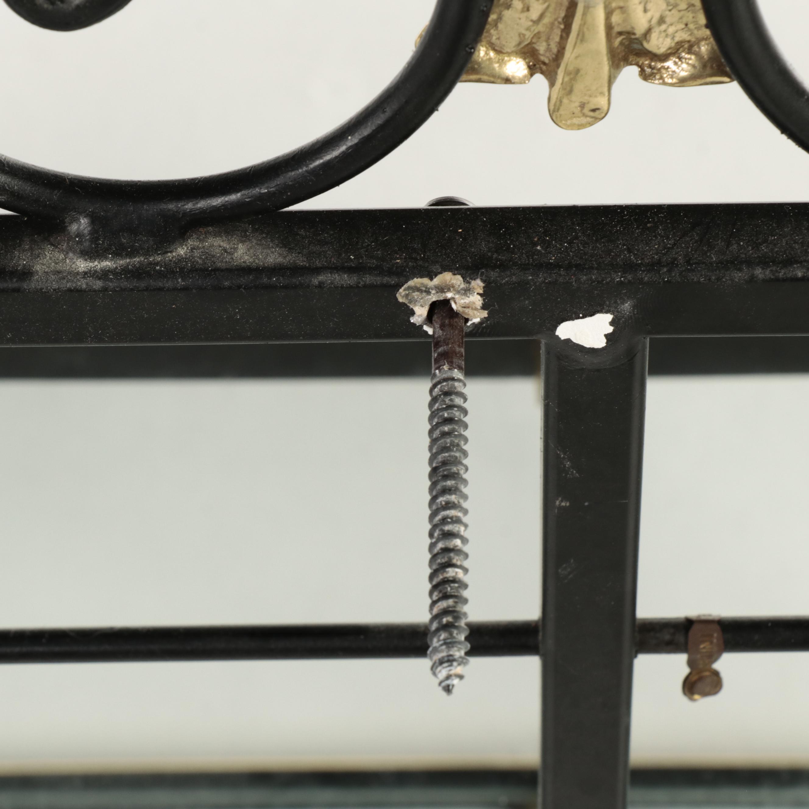 Scrolled Metal and Glass Two-Tier Wall Shelf, Late 20th Century