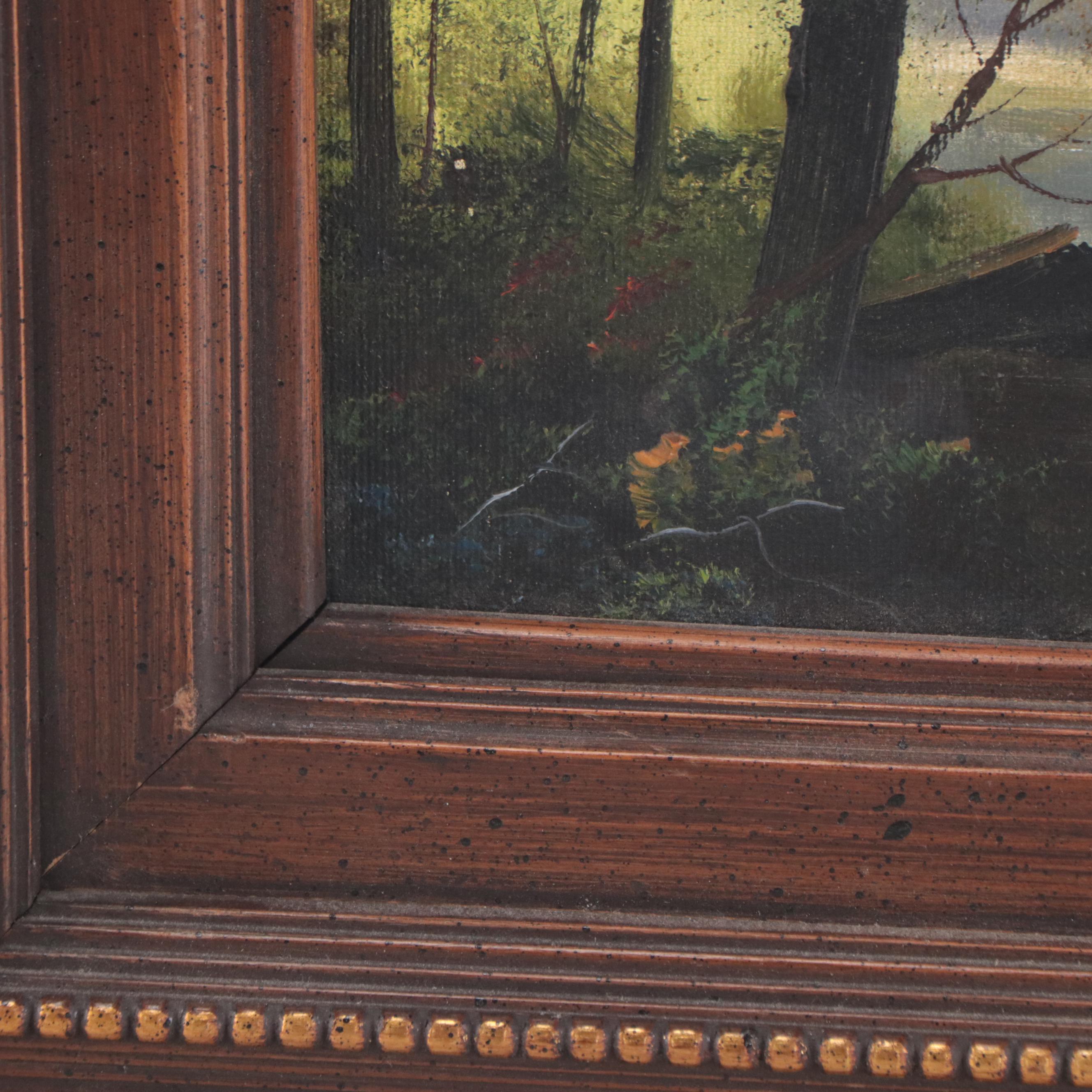 Landscape Oil Painting of Forest With River