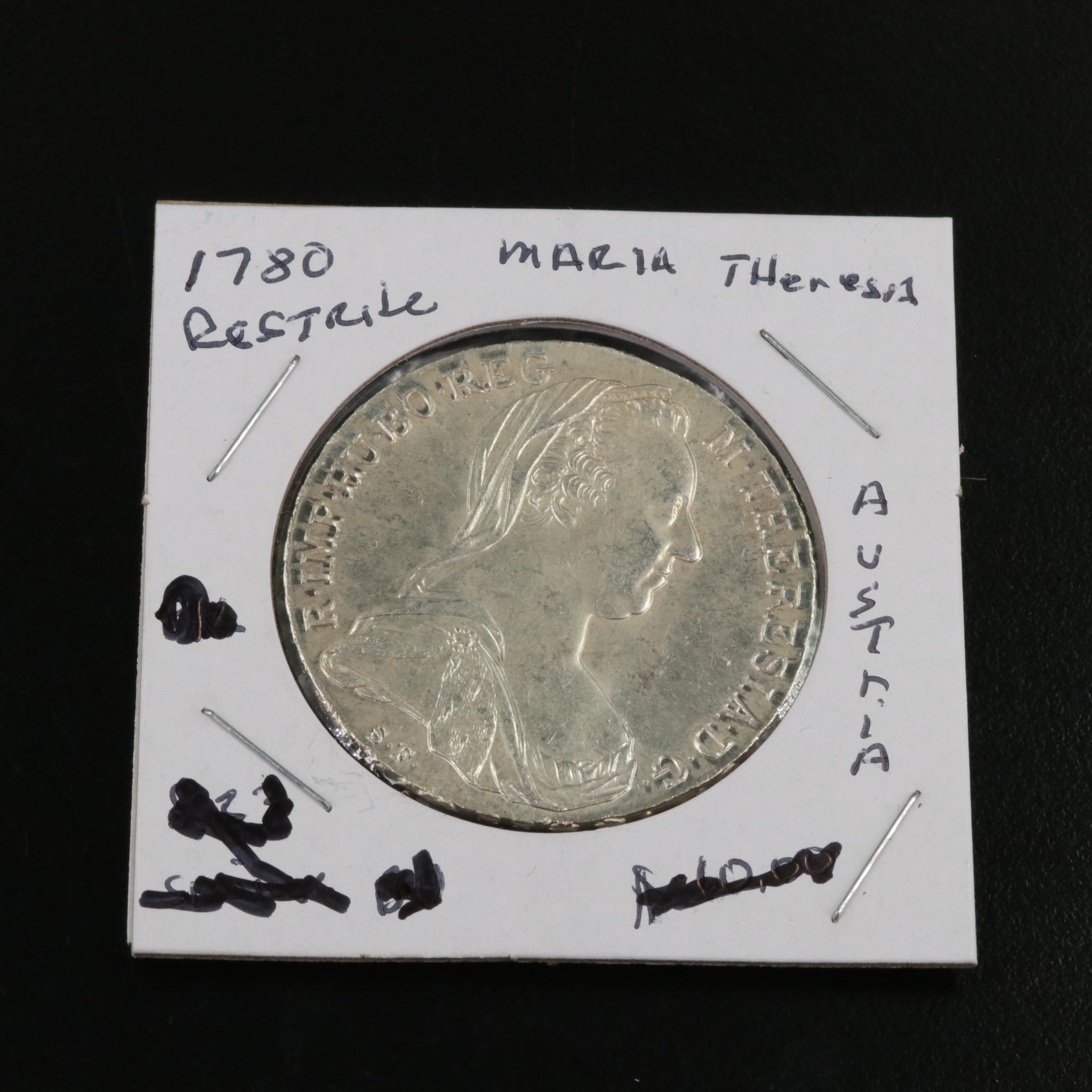 1780 Maria Theresa Thaler Restrike Coin