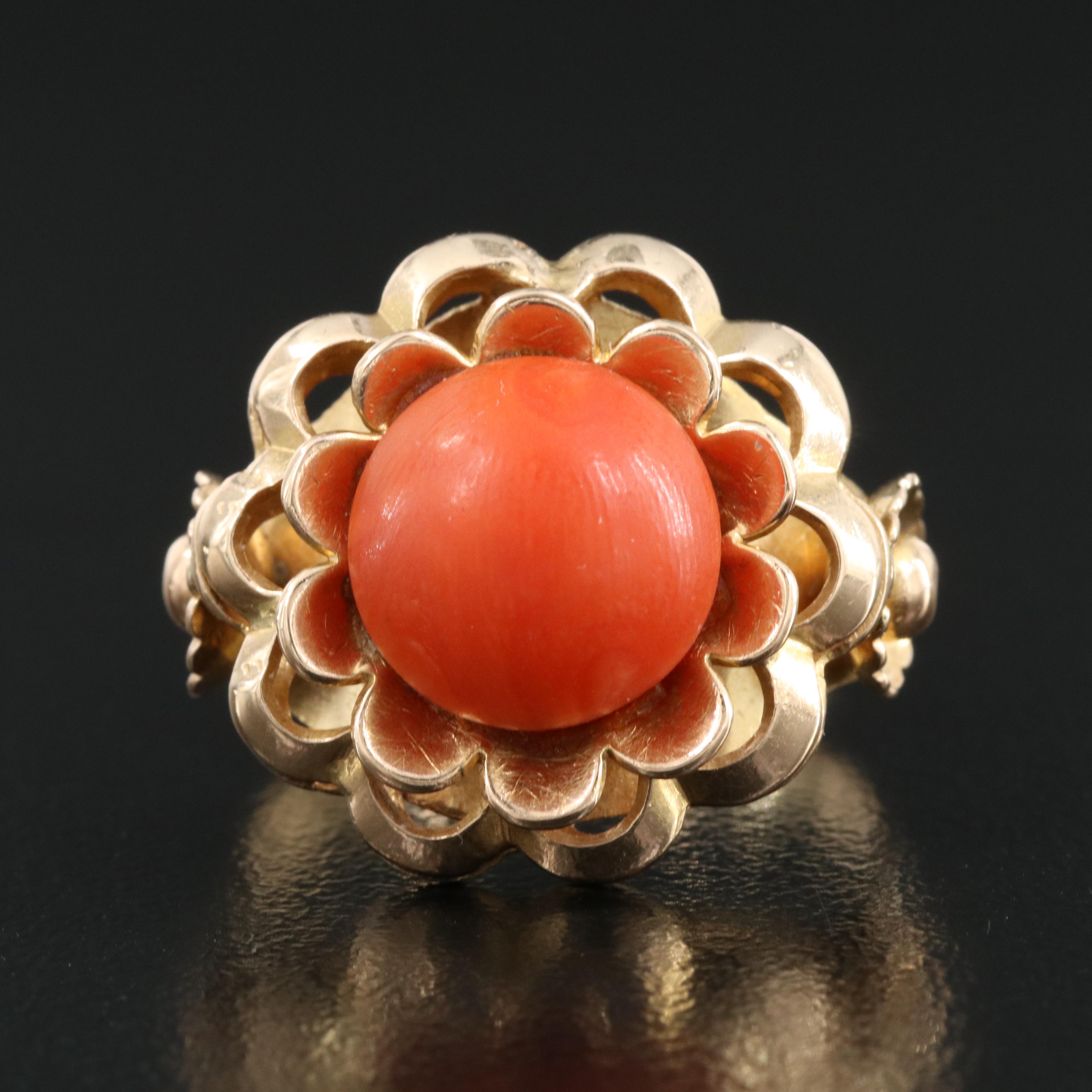 18K Gold Coral Ring