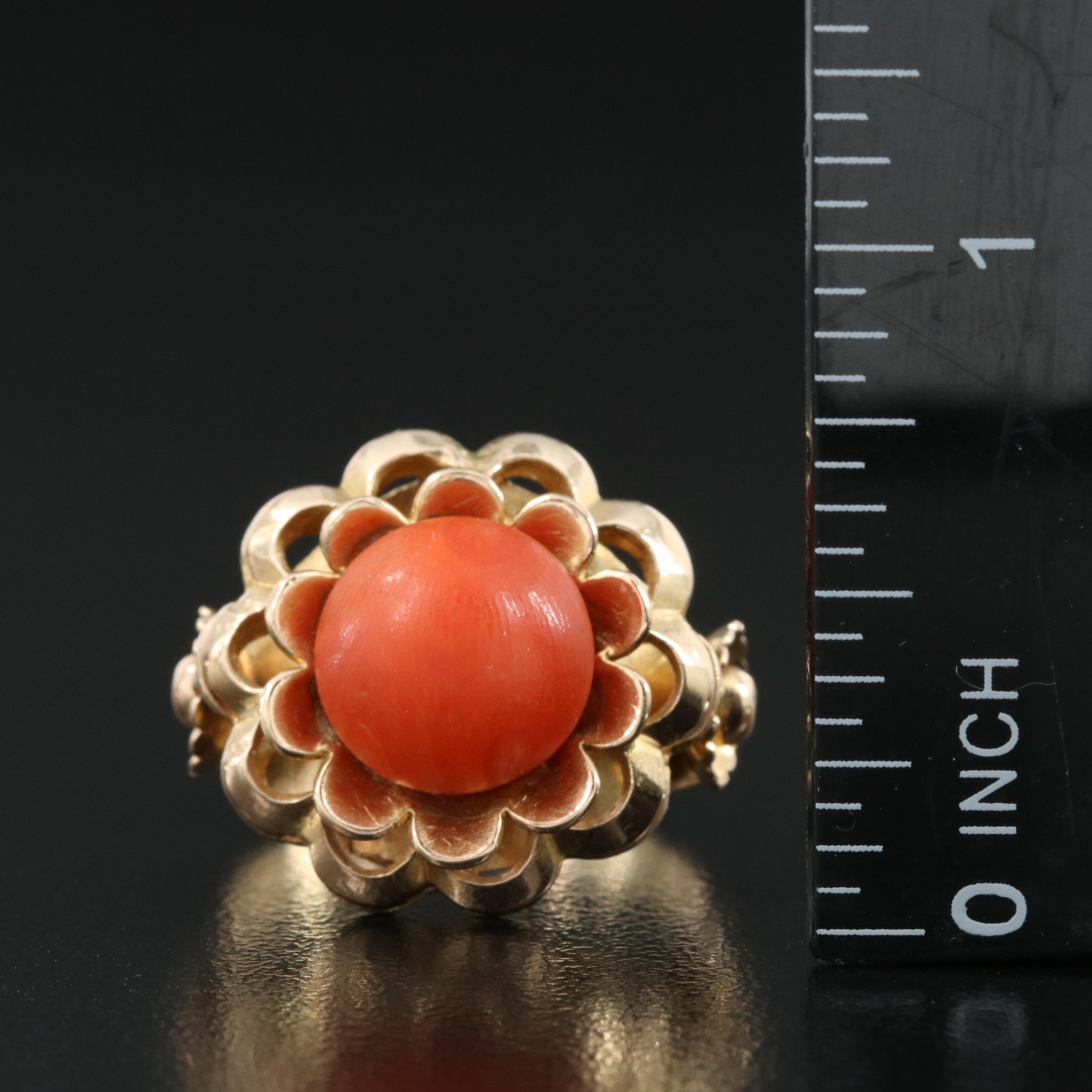 18K Gold Coral Ring