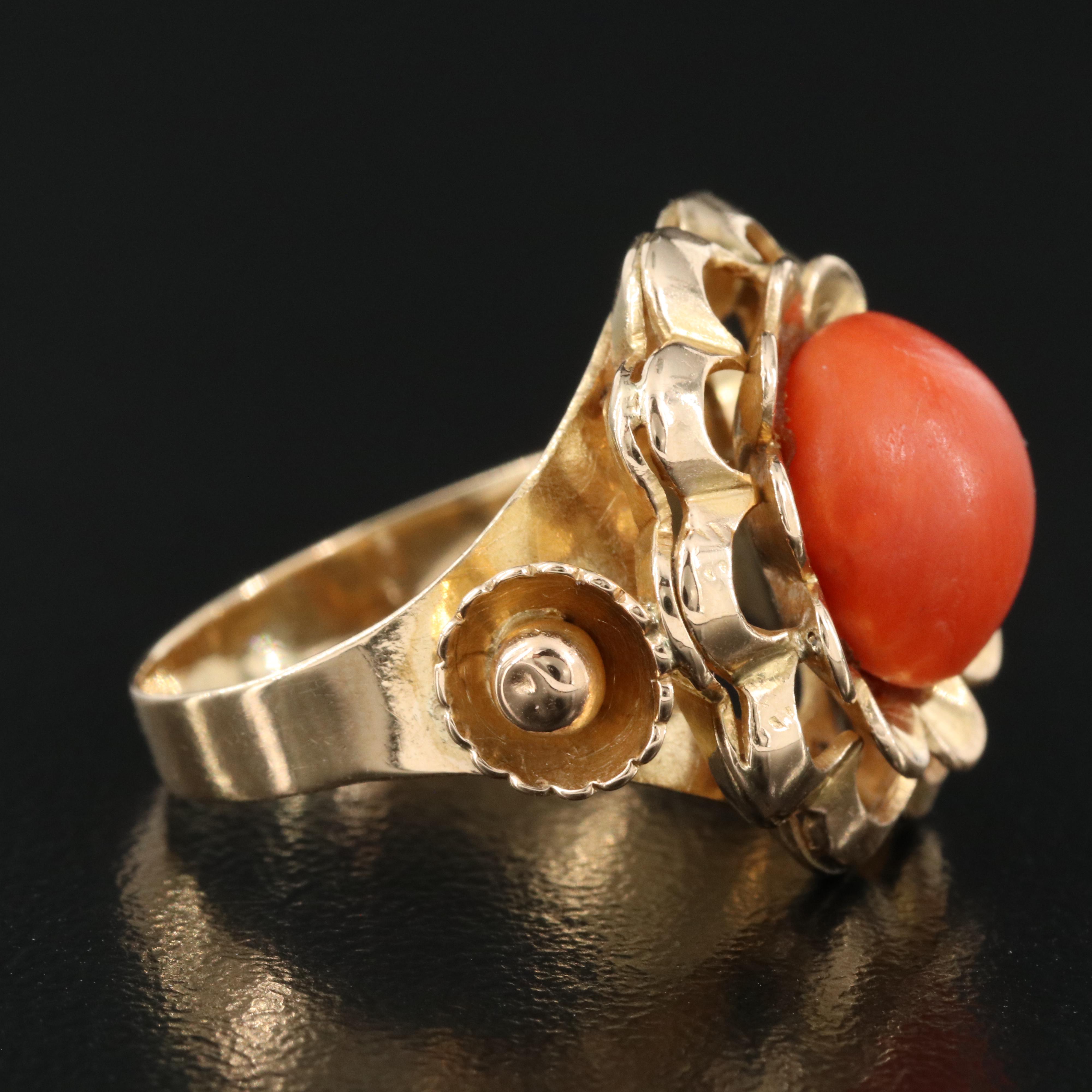 18K Gold Coral Ring