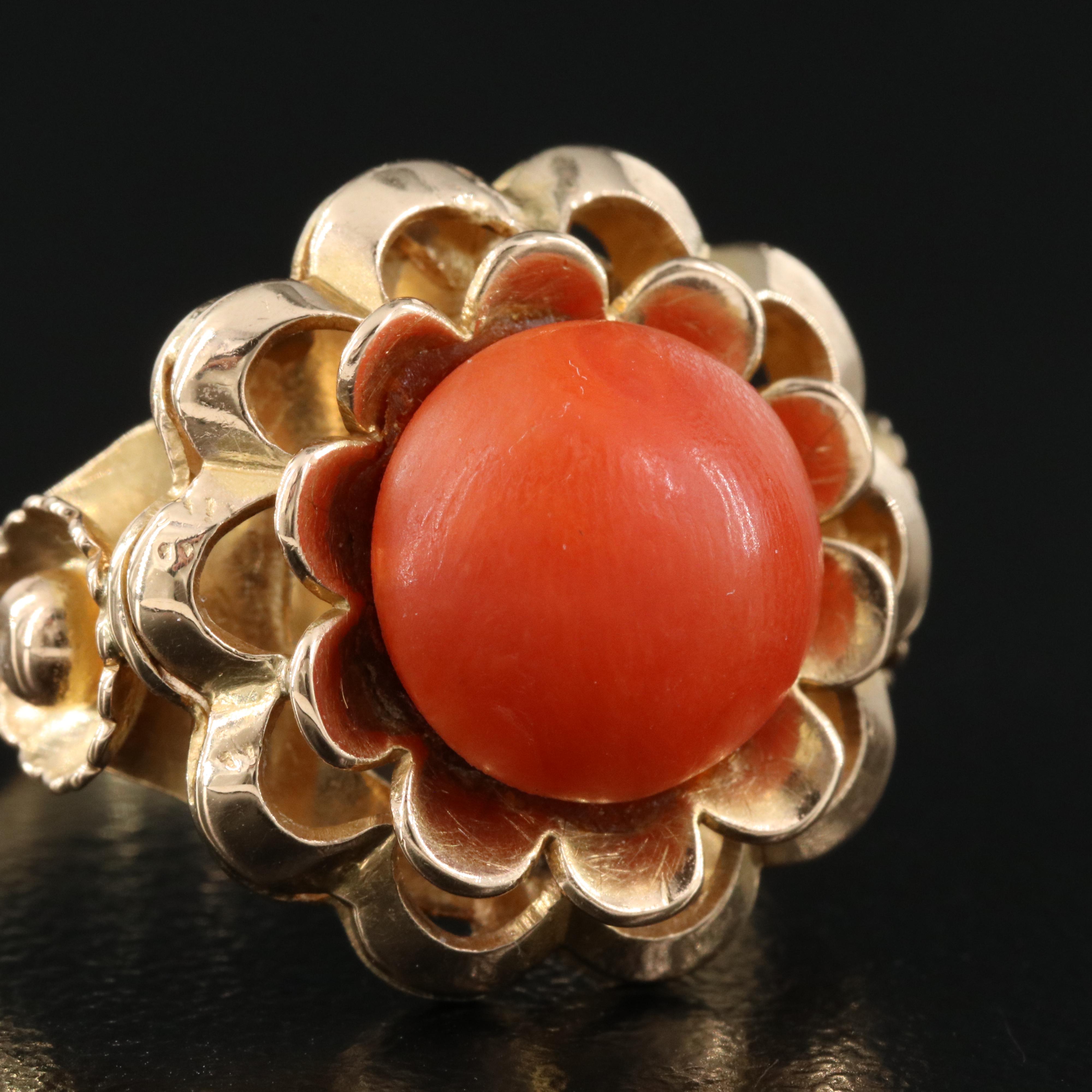 18K Gold Coral Ring
