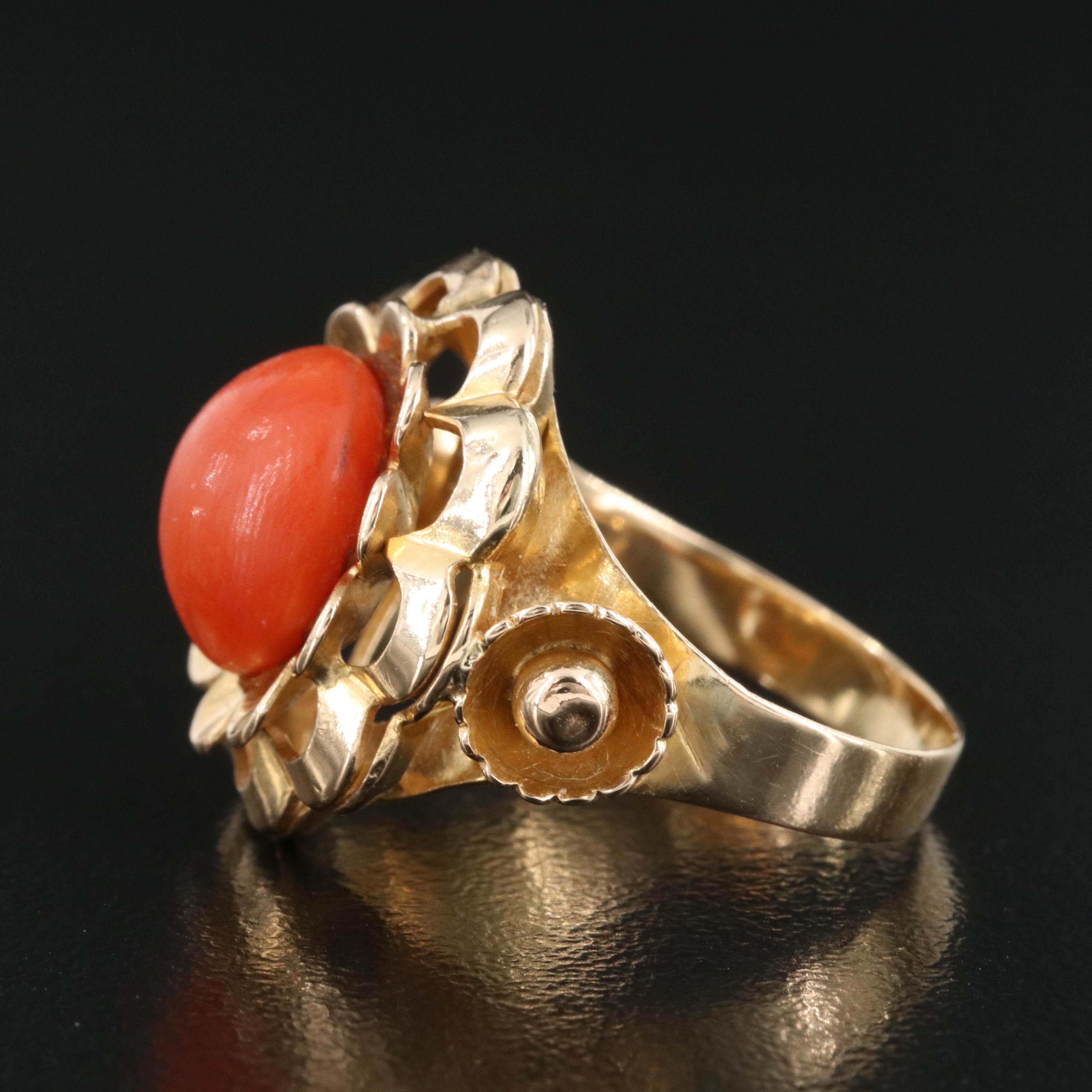 18K Gold Coral Ring