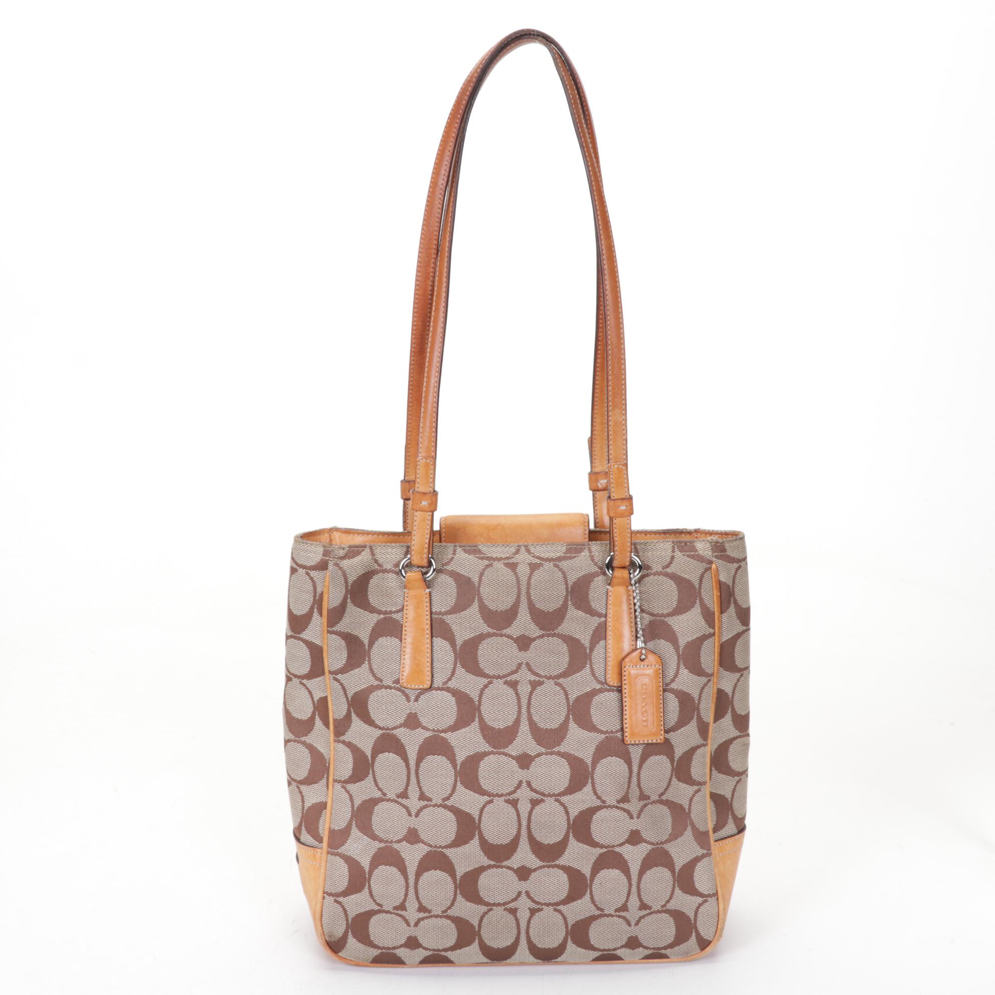 Coach Leather with Signature Canvas Shoulder Bags, Wallet, and Wristlet