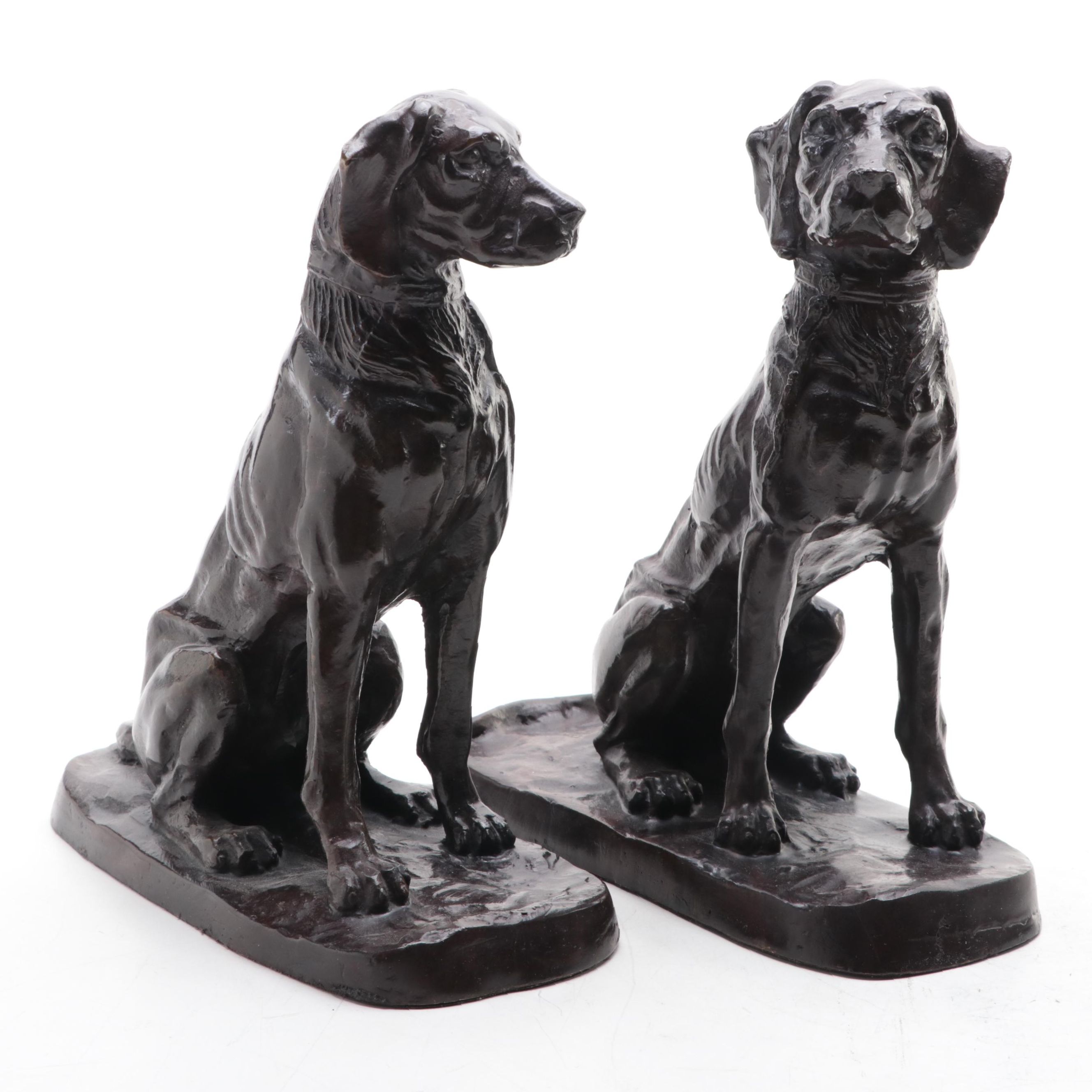 Cast Bronze Hound Dog Bookends