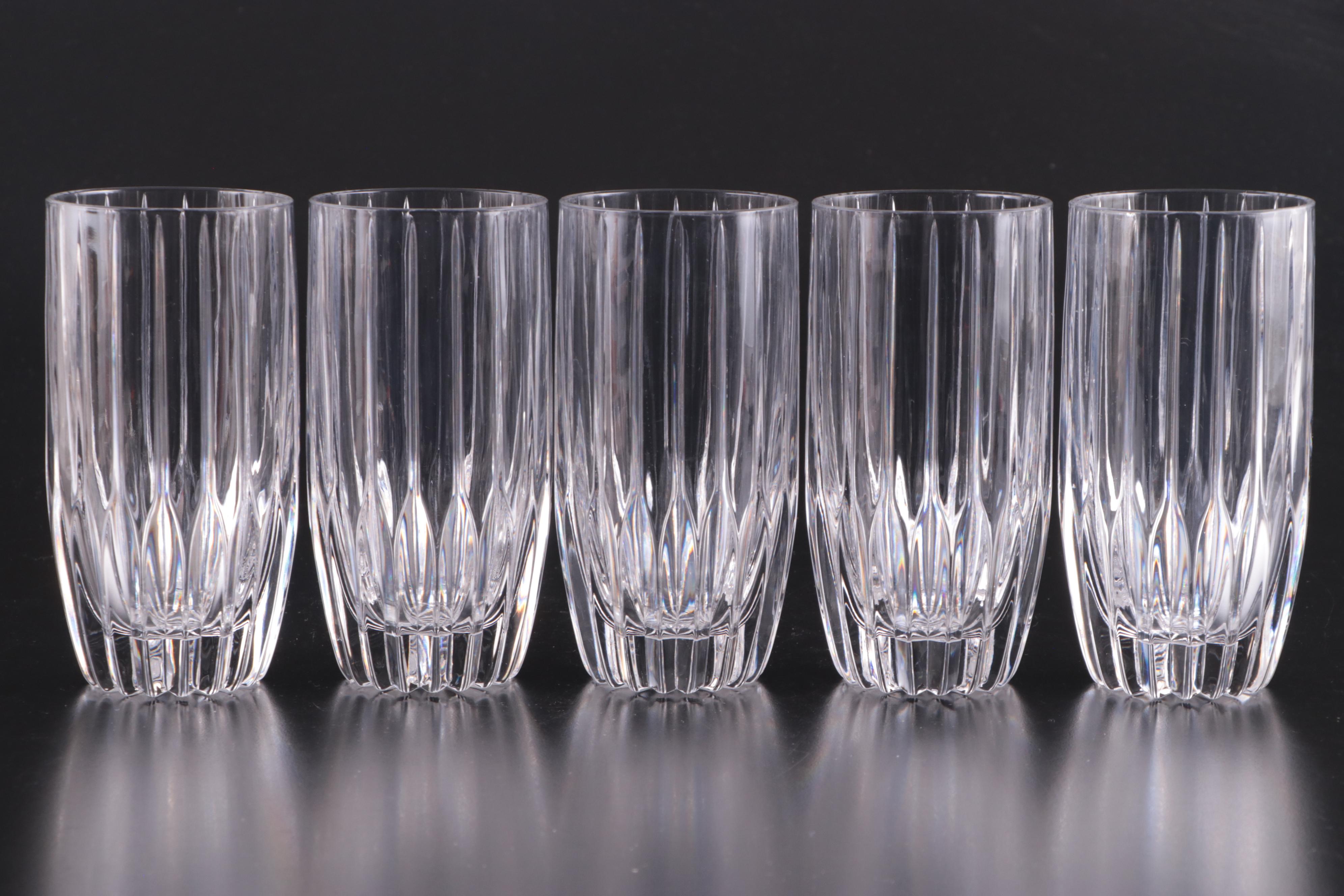 Mikasa "Tiara" Highball Glasses with Kraftware Ice Bucket and Other Barware