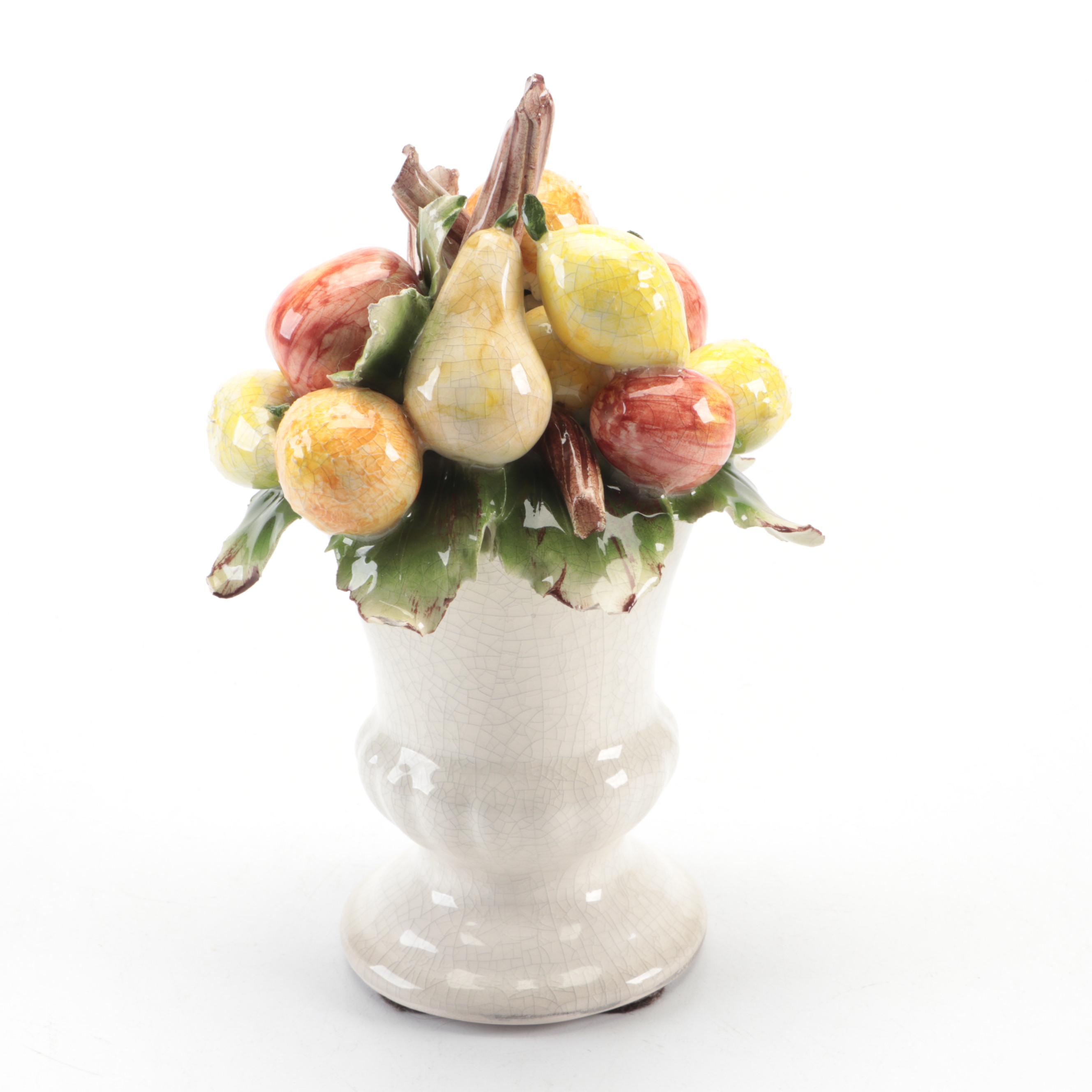 Chelsea House Ceramic Bird and Capodimonte Porcelain Fruit Figurines