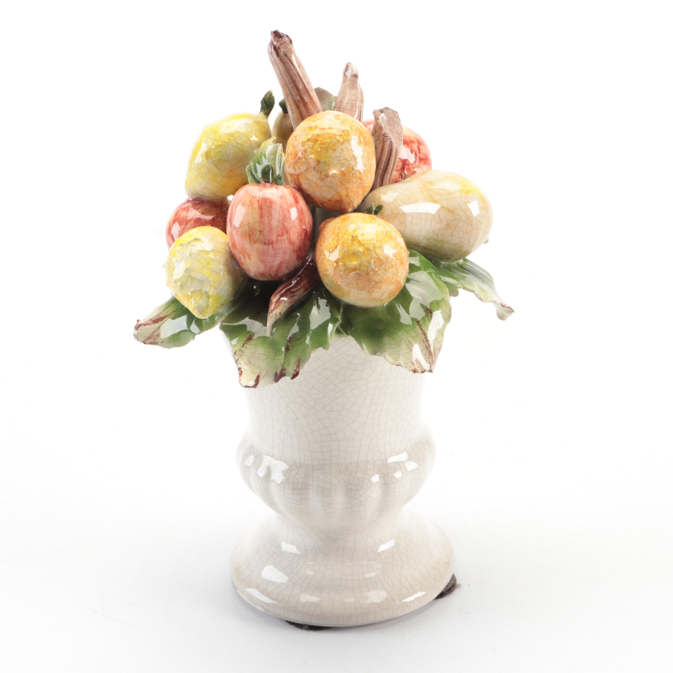 Chelsea House Ceramic Bird and Capodimonte Porcelain Fruit Figurines