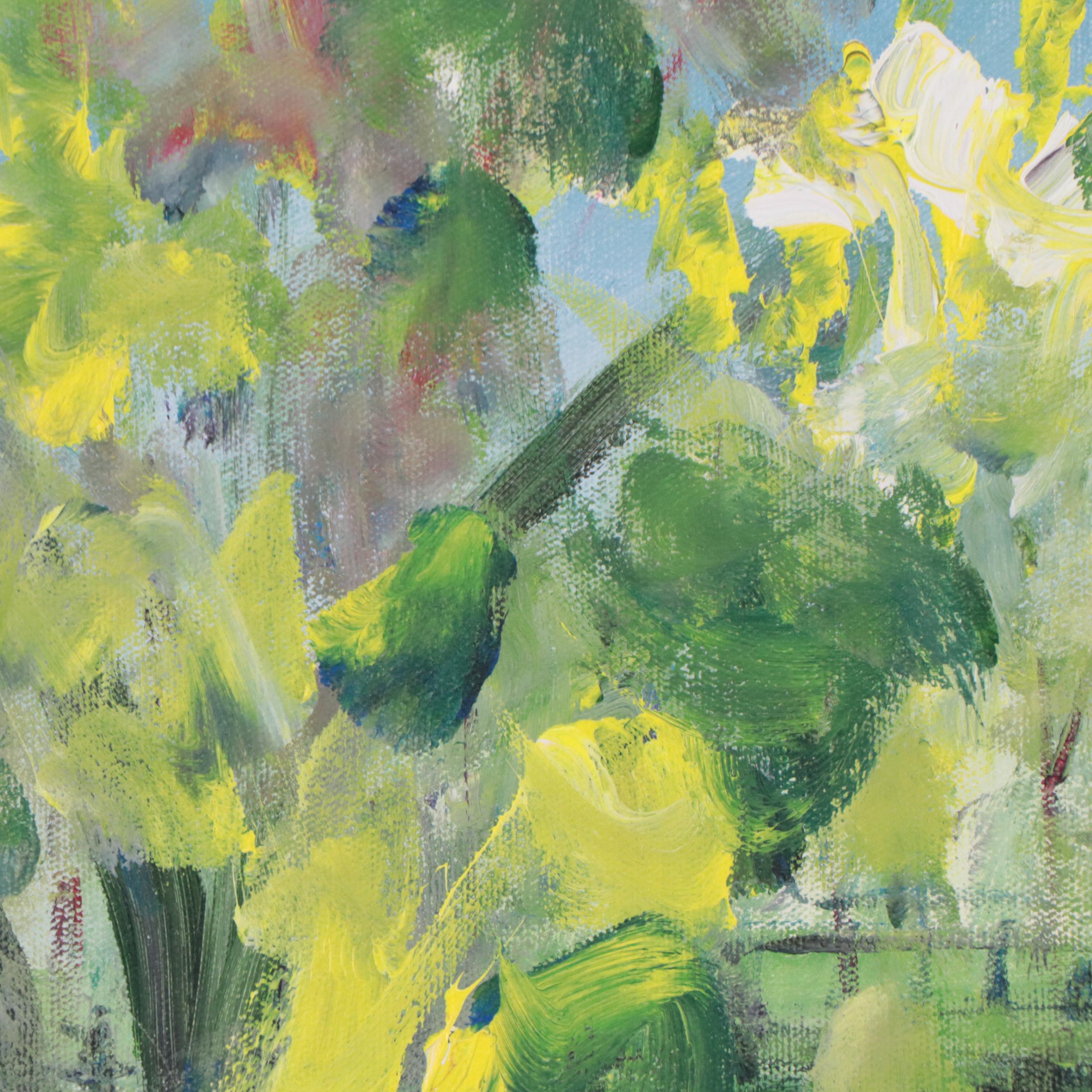 Landscape Oil Painting of Figure Walking Horse