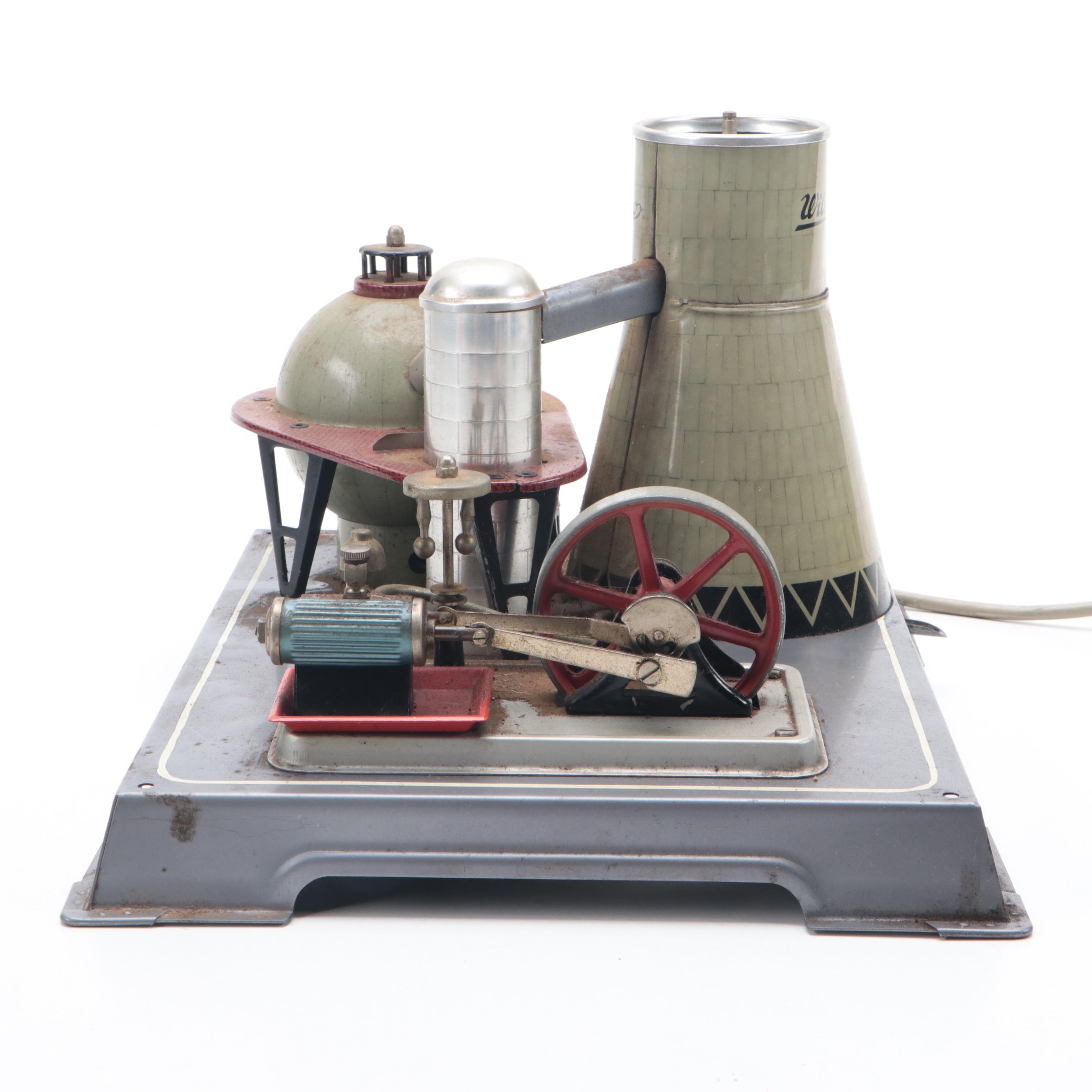 Wilesco Tin Litho Electric Toy Atomic Power Station Model, Circa 1965