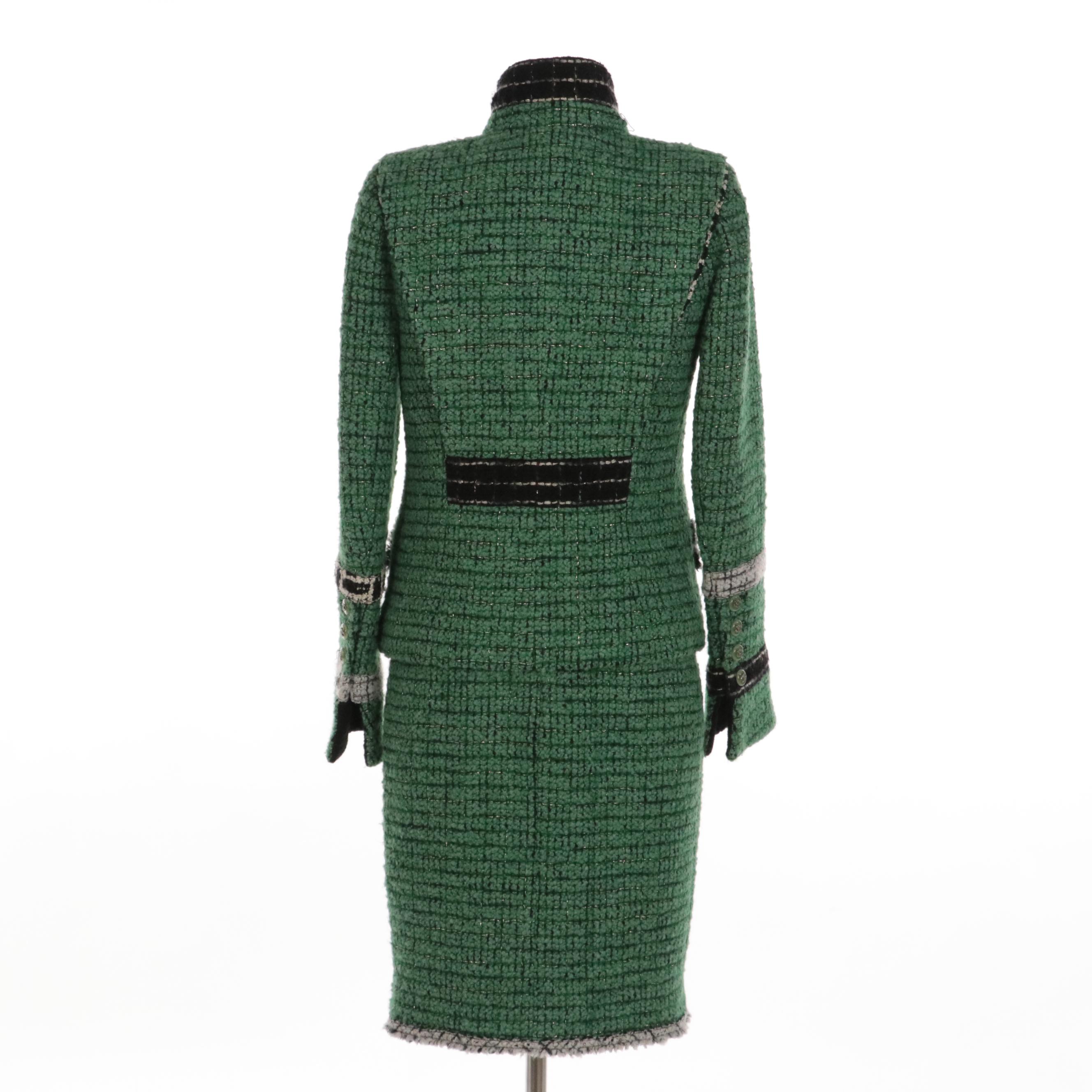 Chanel Dress Suit in Green/White/Black Lesage Tweed