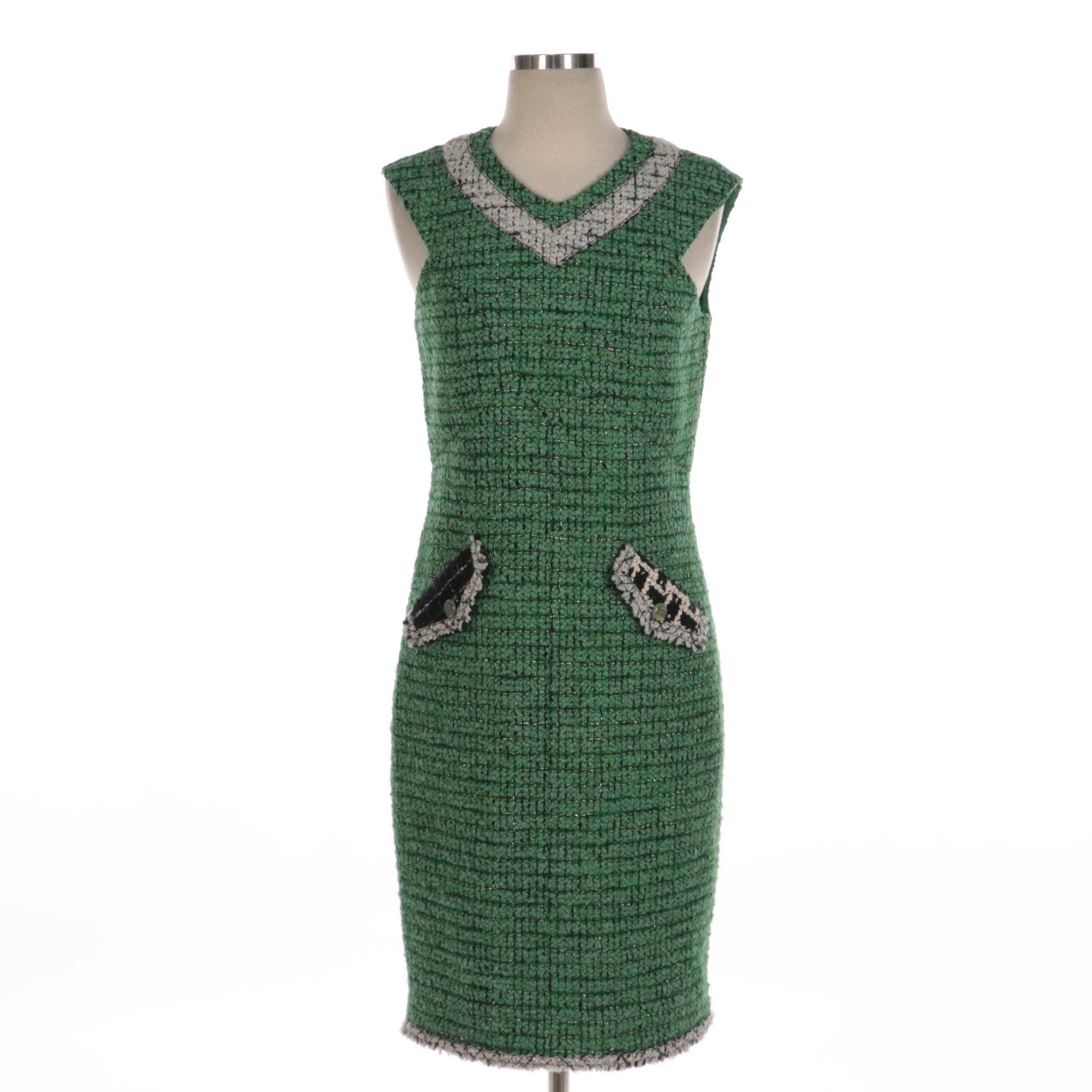 Chanel Dress Suit in Green/White/Black Lesage Tweed
