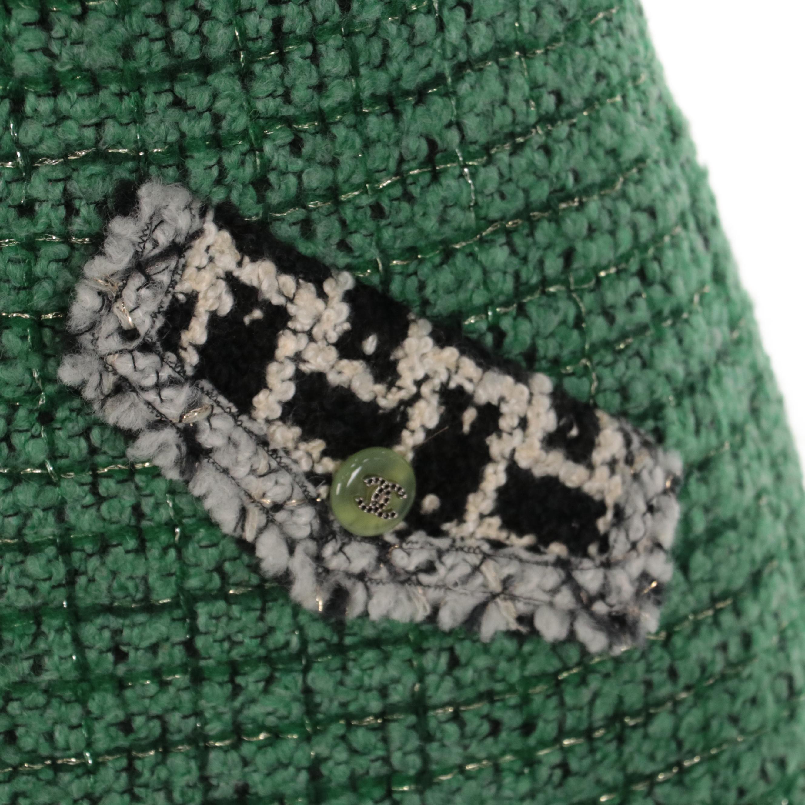 Chanel Dress Suit in Green/White/Black Lesage Tweed