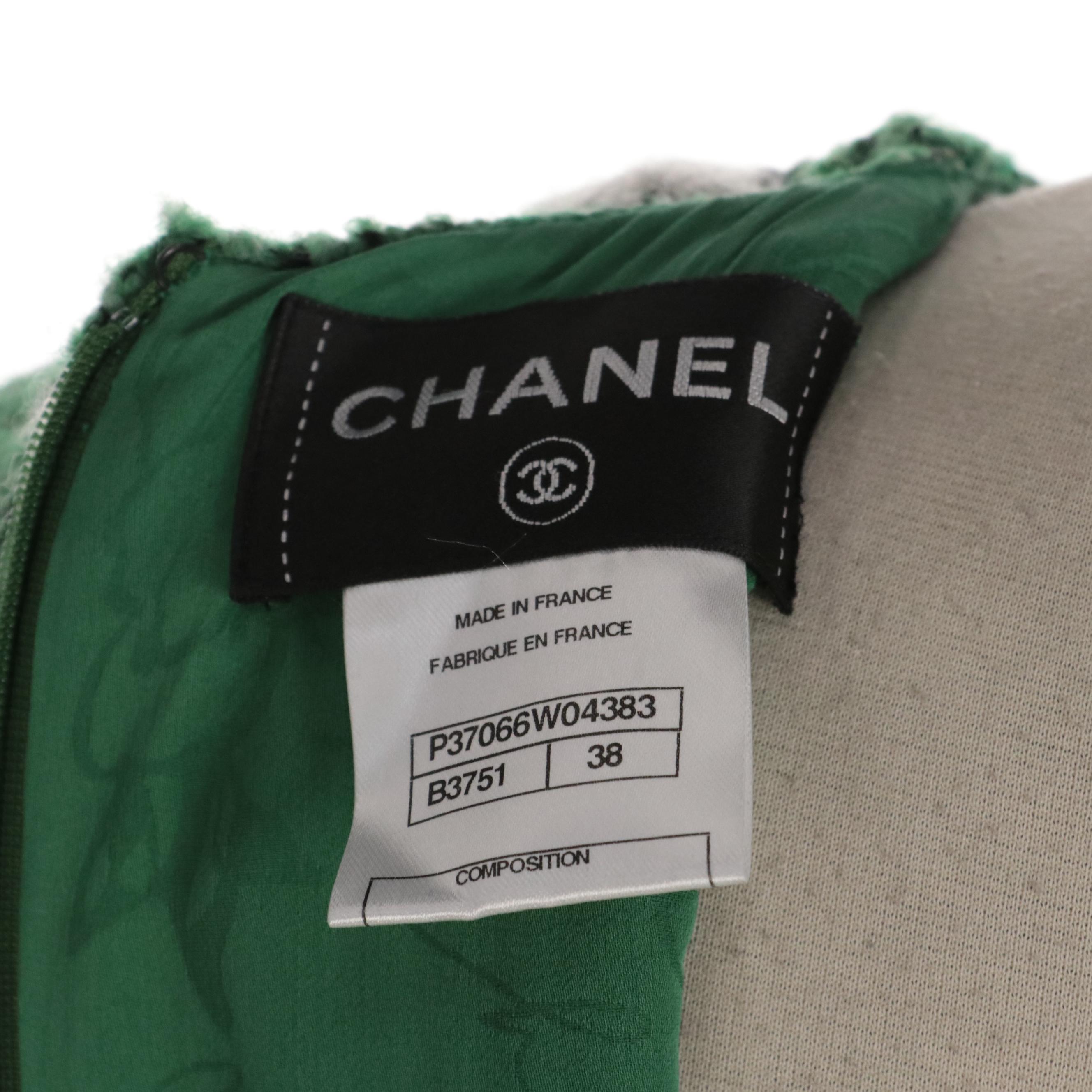Chanel Dress Suit in Green/White/Black Lesage Tweed