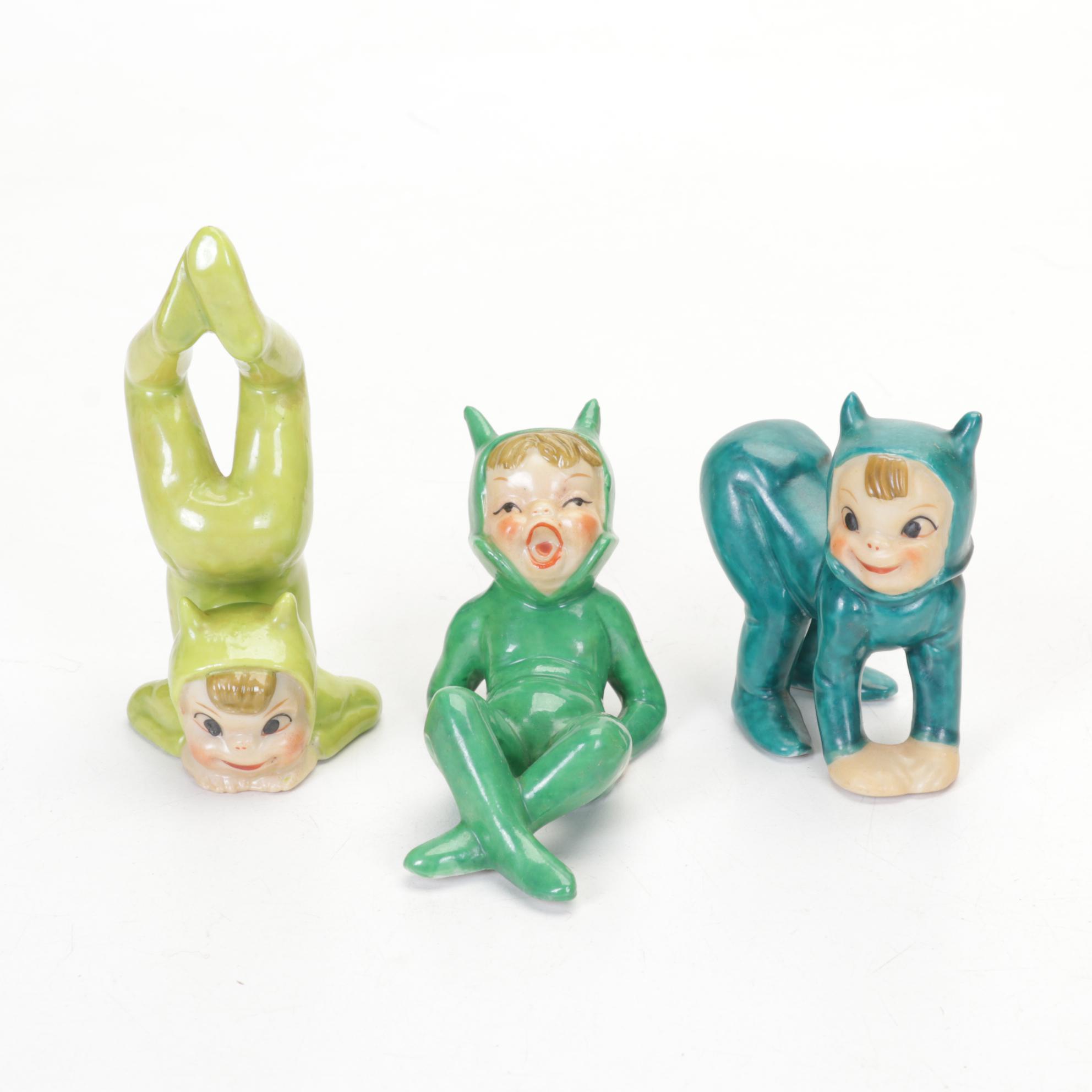 Japanese Mice & Pixie Elf Ceramic Figurines, Keebler Elf Clock & Radio