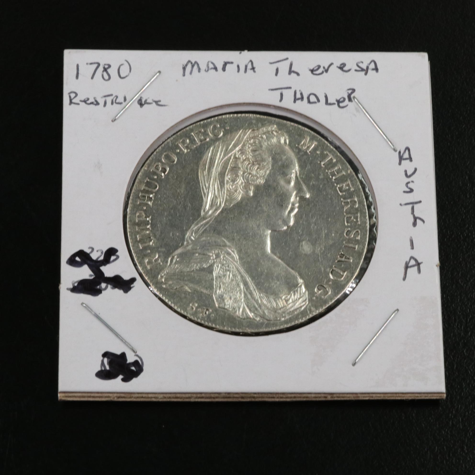 1780 Maria Theresa Thaler Restrike Coin