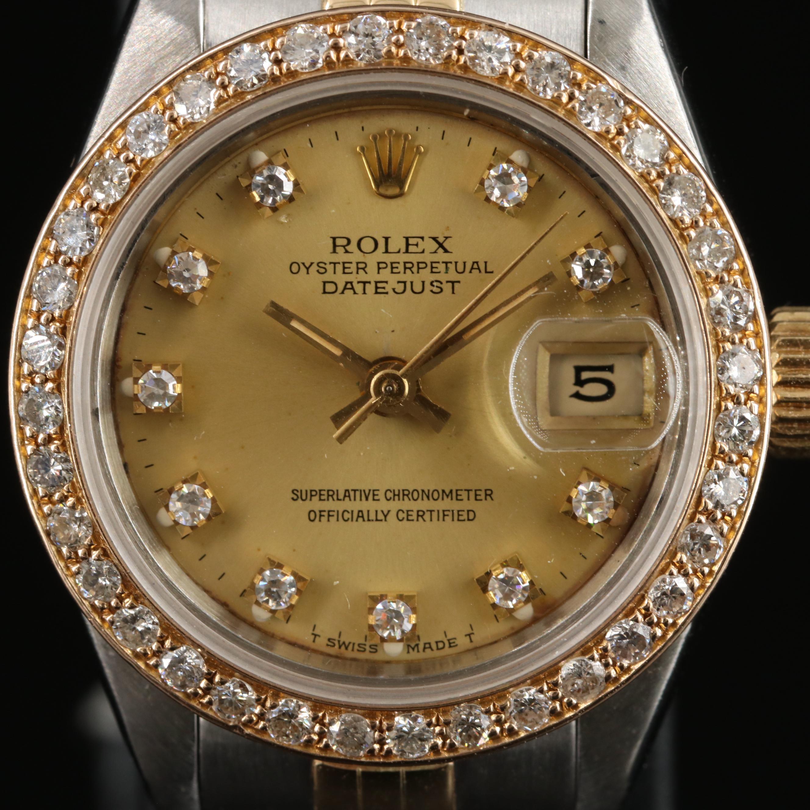 1986 Rolex Custom Diamond Dial and Bezel Datejust Watch