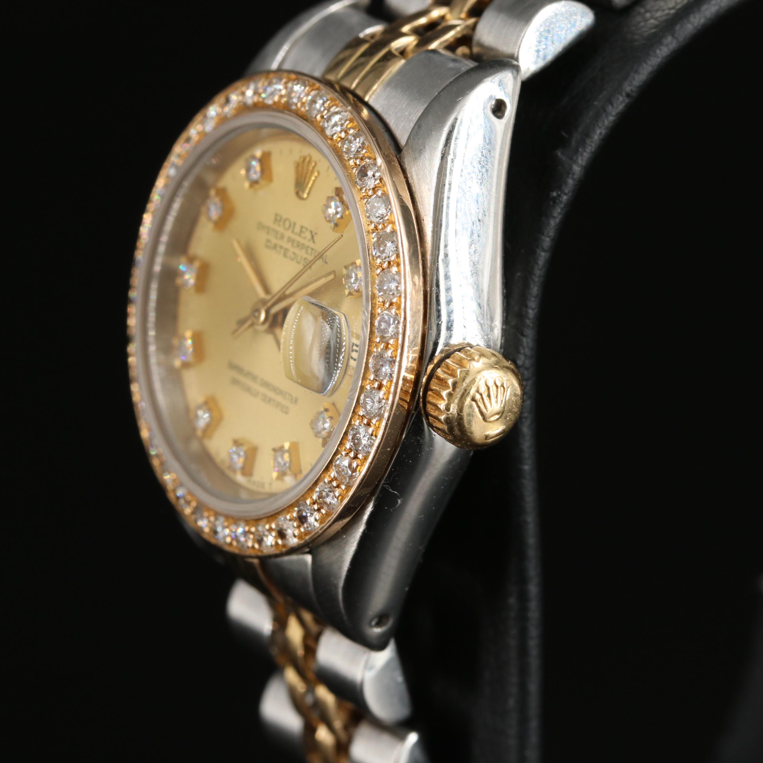 1986 Rolex Custom Diamond Dial and Bezel Datejust Watch