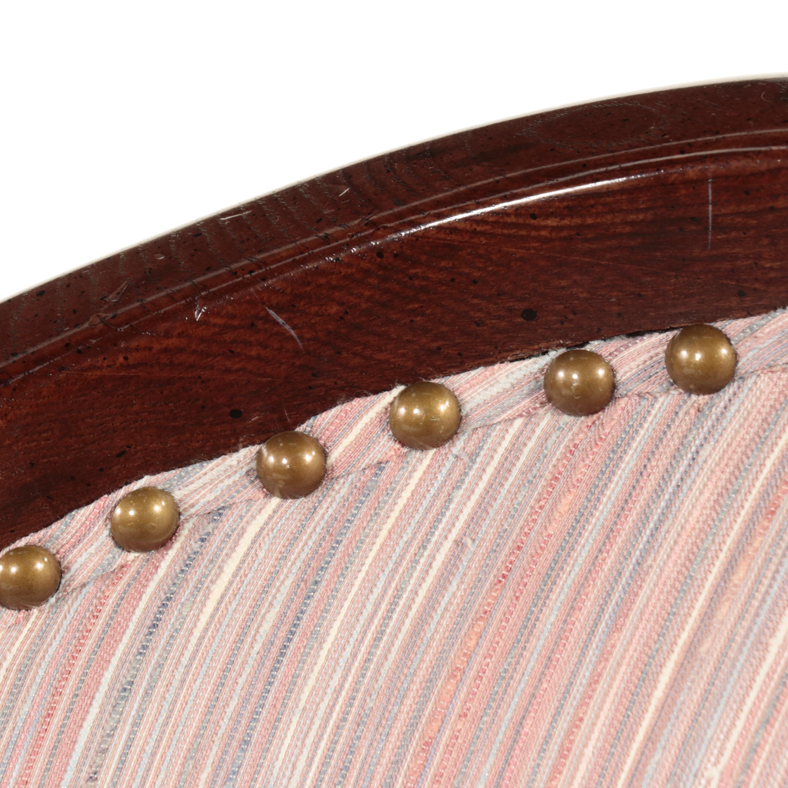 Renaissance Style Wooden Expansion Pedestal Table with Four Rolling Tub Chairs