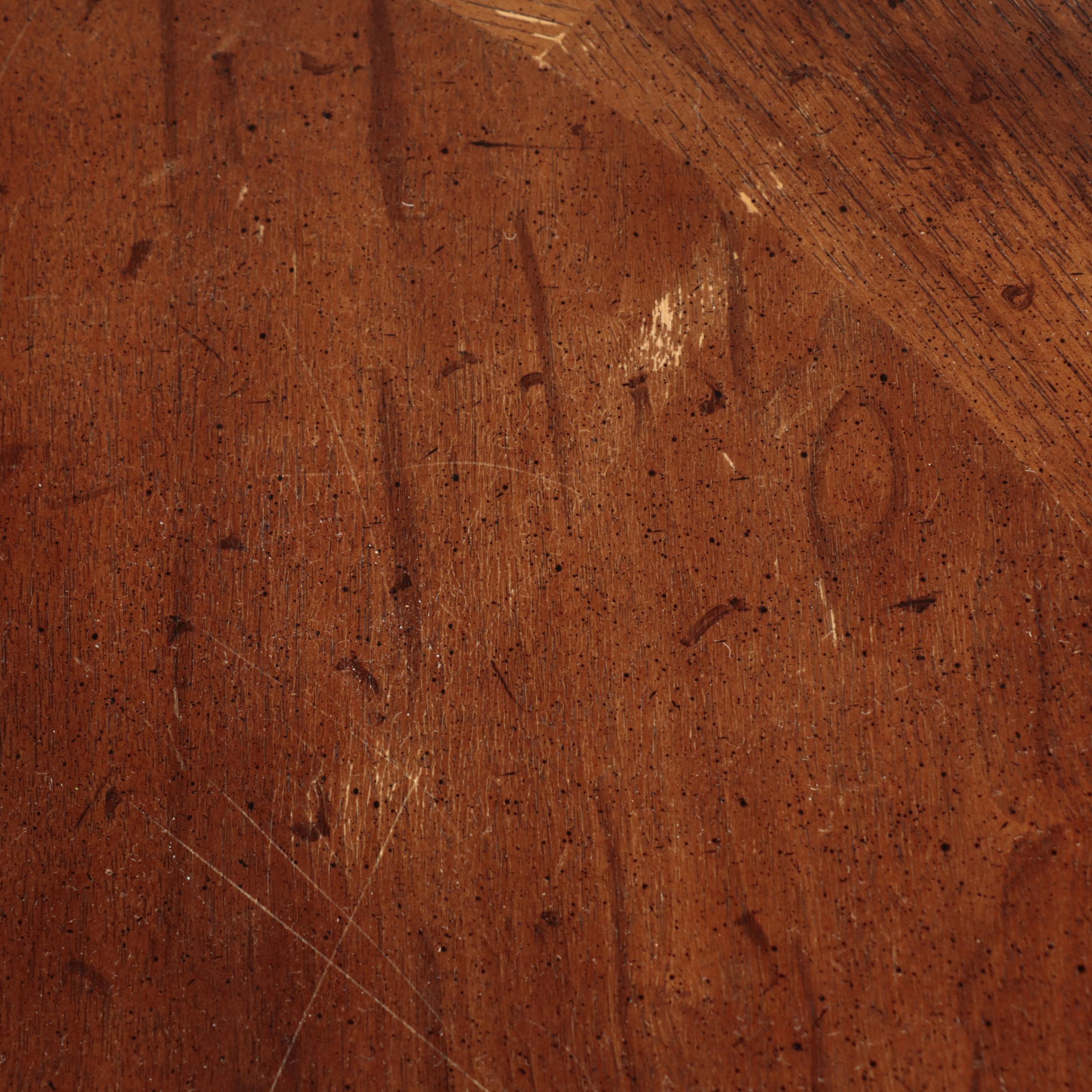 Renaissance Style Wooden Expansion Pedestal Table with Four Rolling Tub Chairs