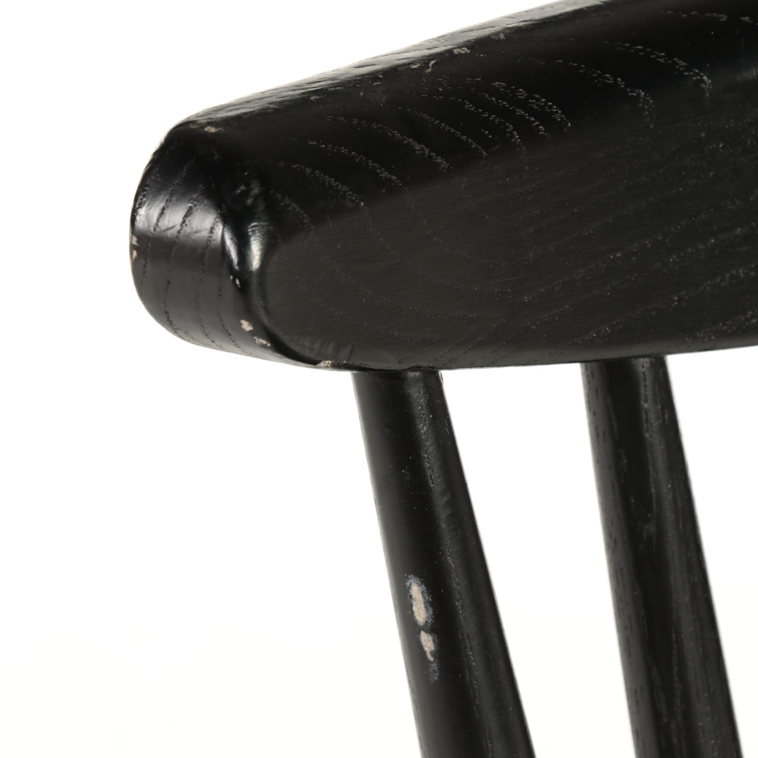 Four Farmhouse Style Ebonized Wood Spindle Dining Chairs