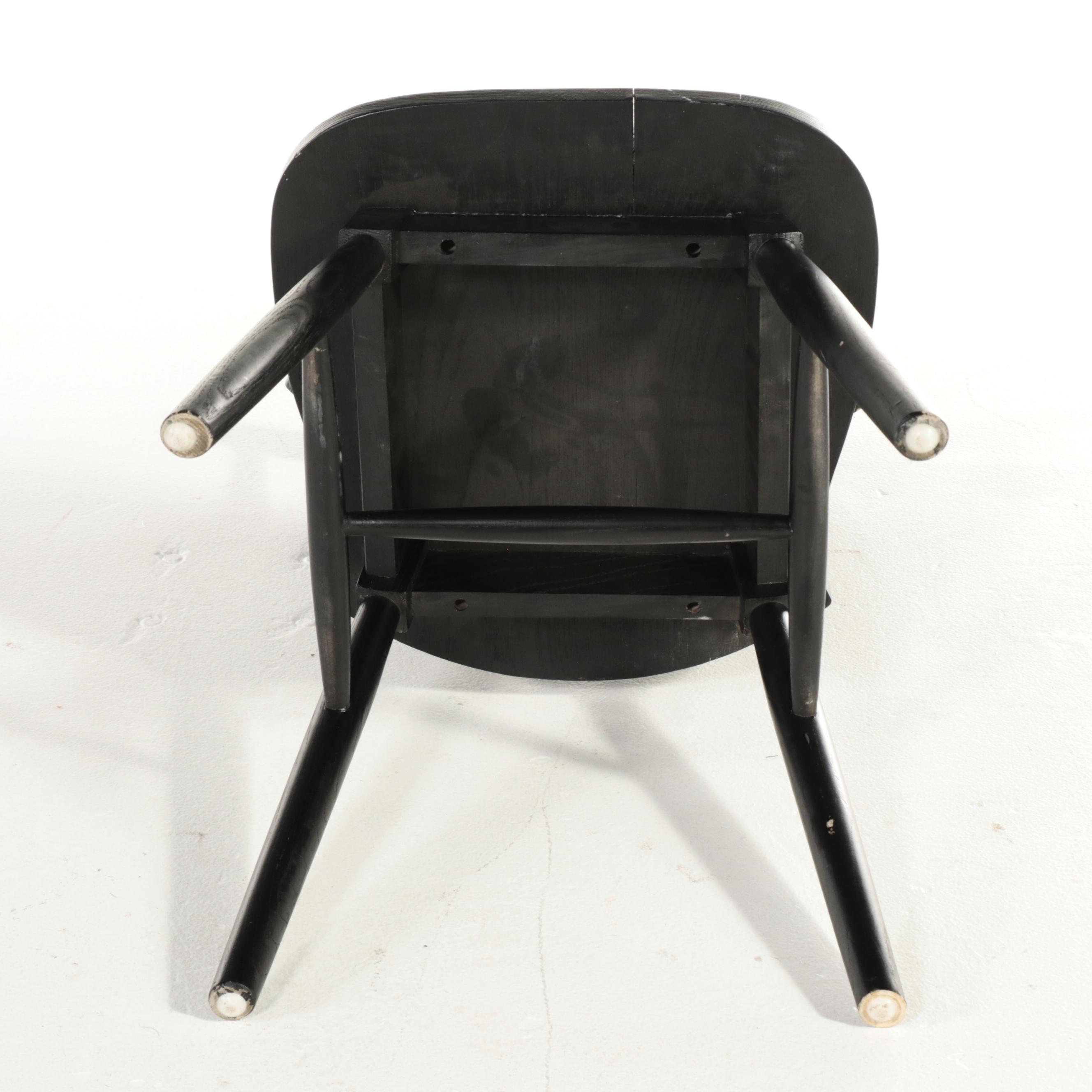 Four Farmhouse Style Ebonized Wood Spindle Dining Chairs