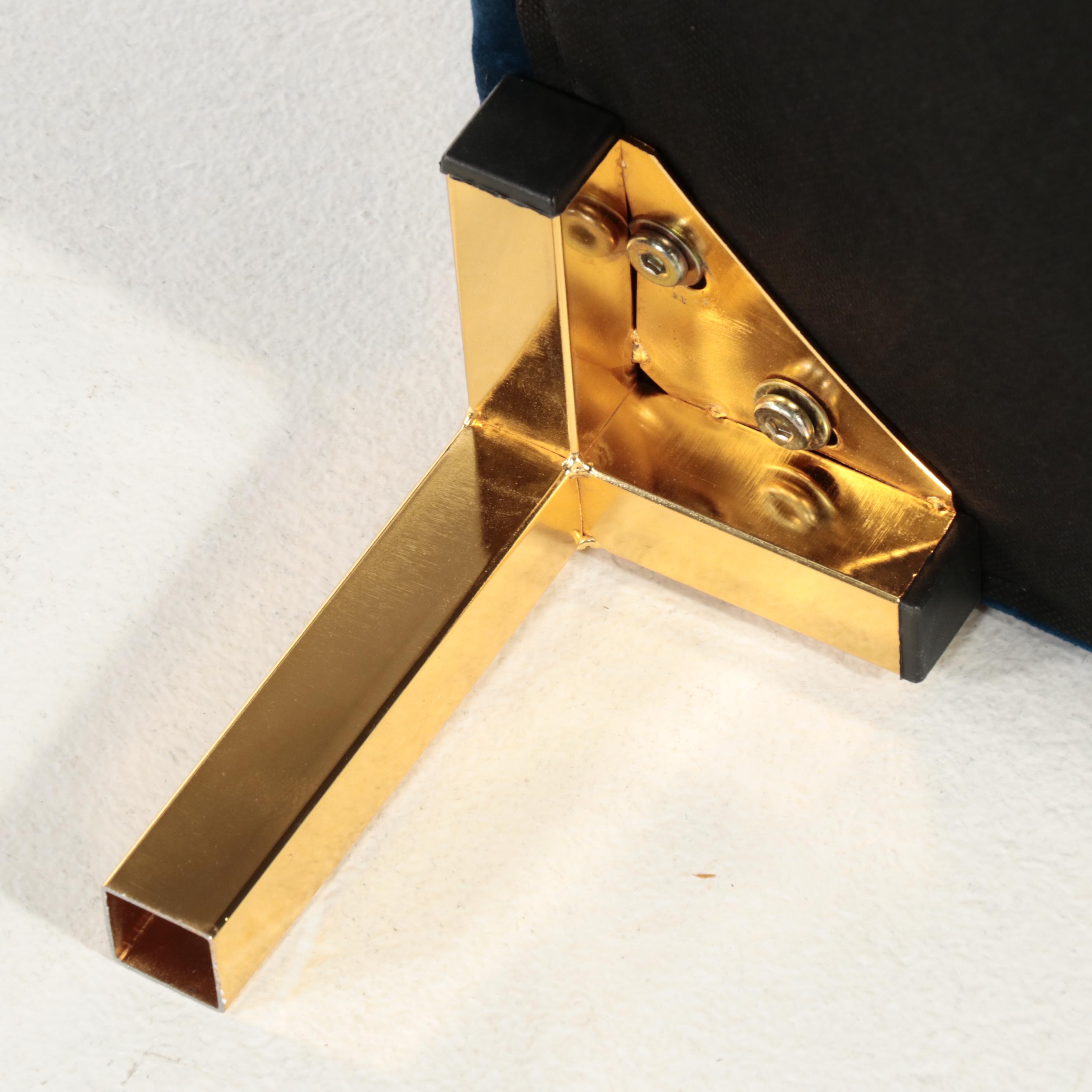 Modway Modernist Style Gilt Metal and Blue Fabric Slipper Chair