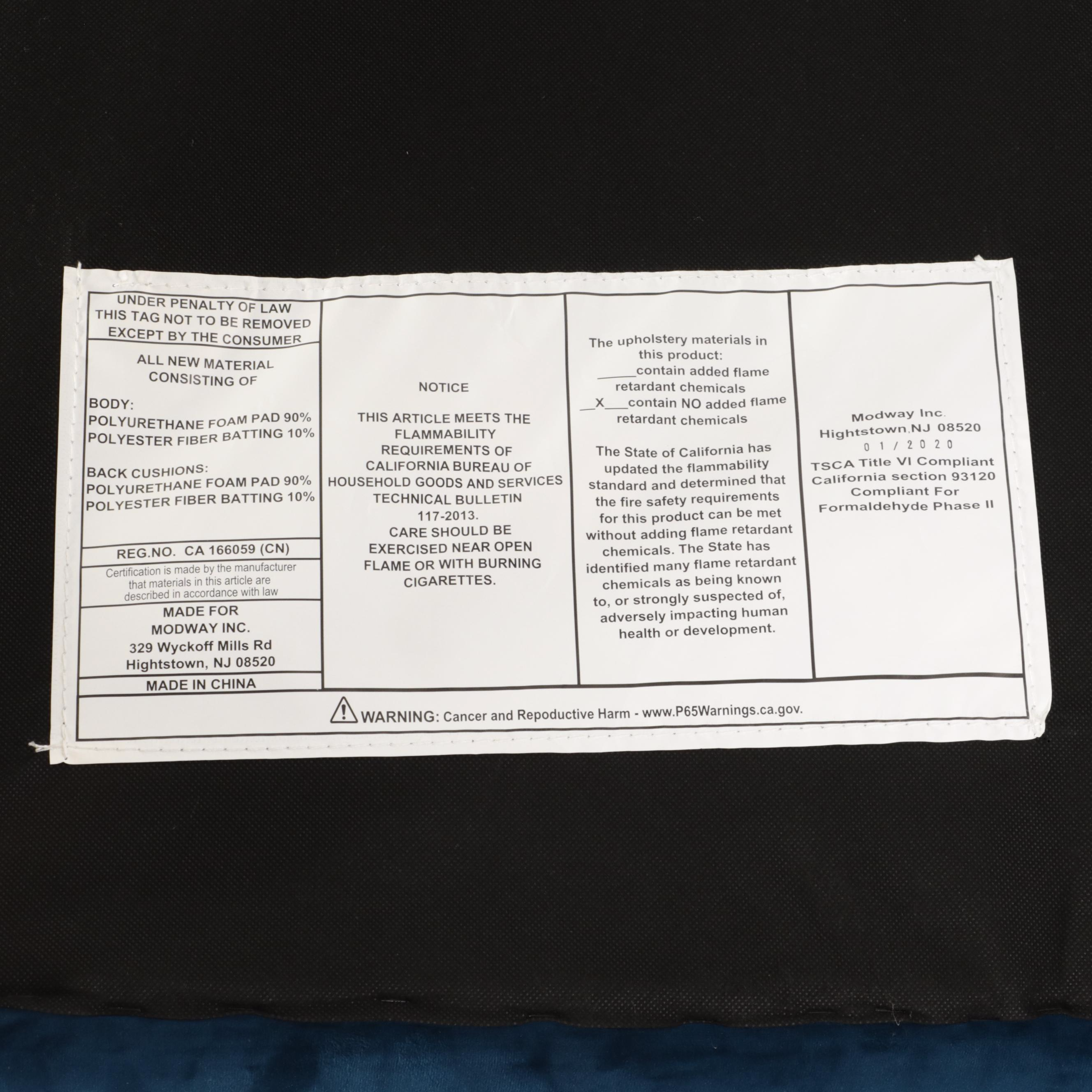 Modway Modernist Style Gilt Metal and Blue Fabric Slipper Chair