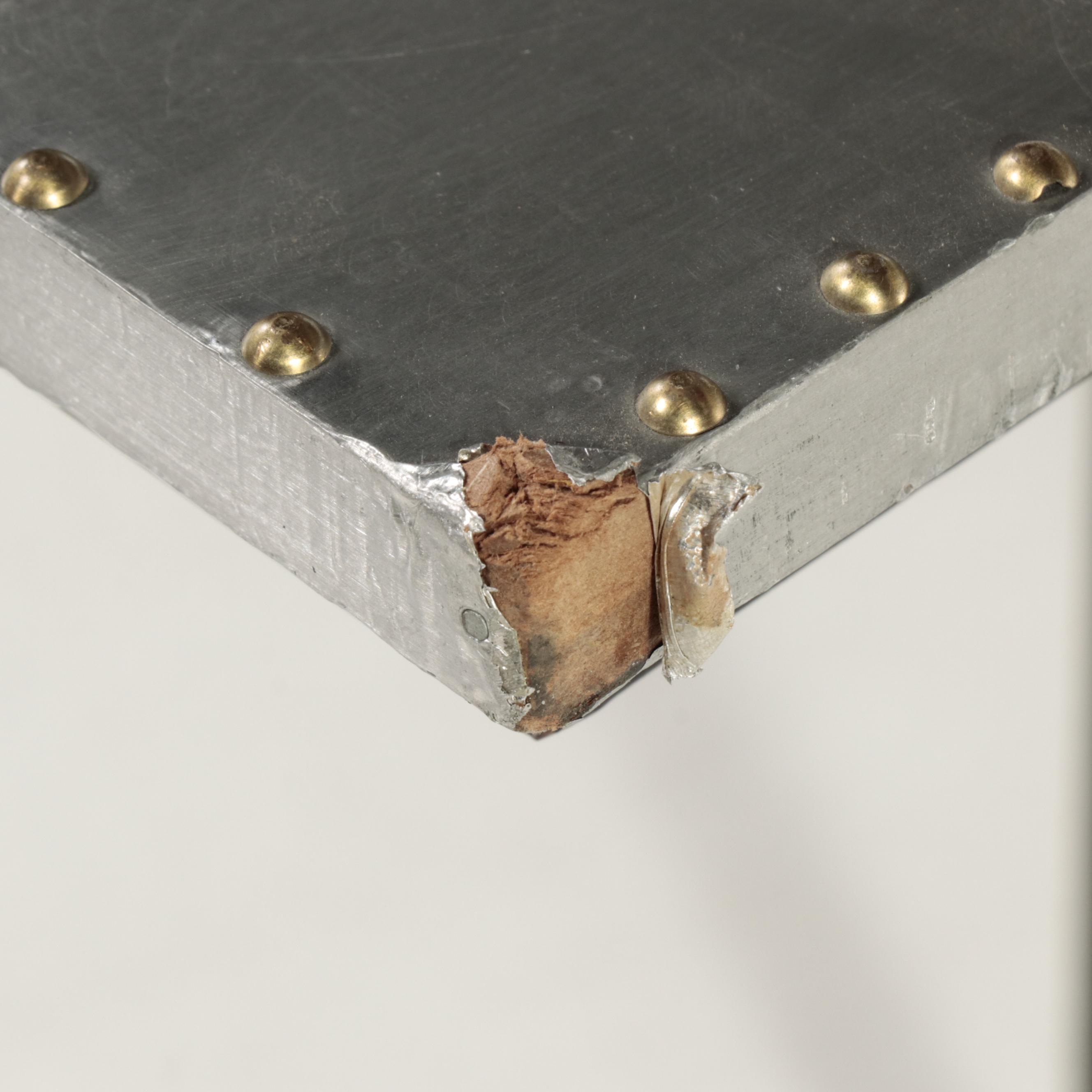 Two Contemporary Black Powder-Coated Metal Nesting C-Tables with Metal-Clad Tops