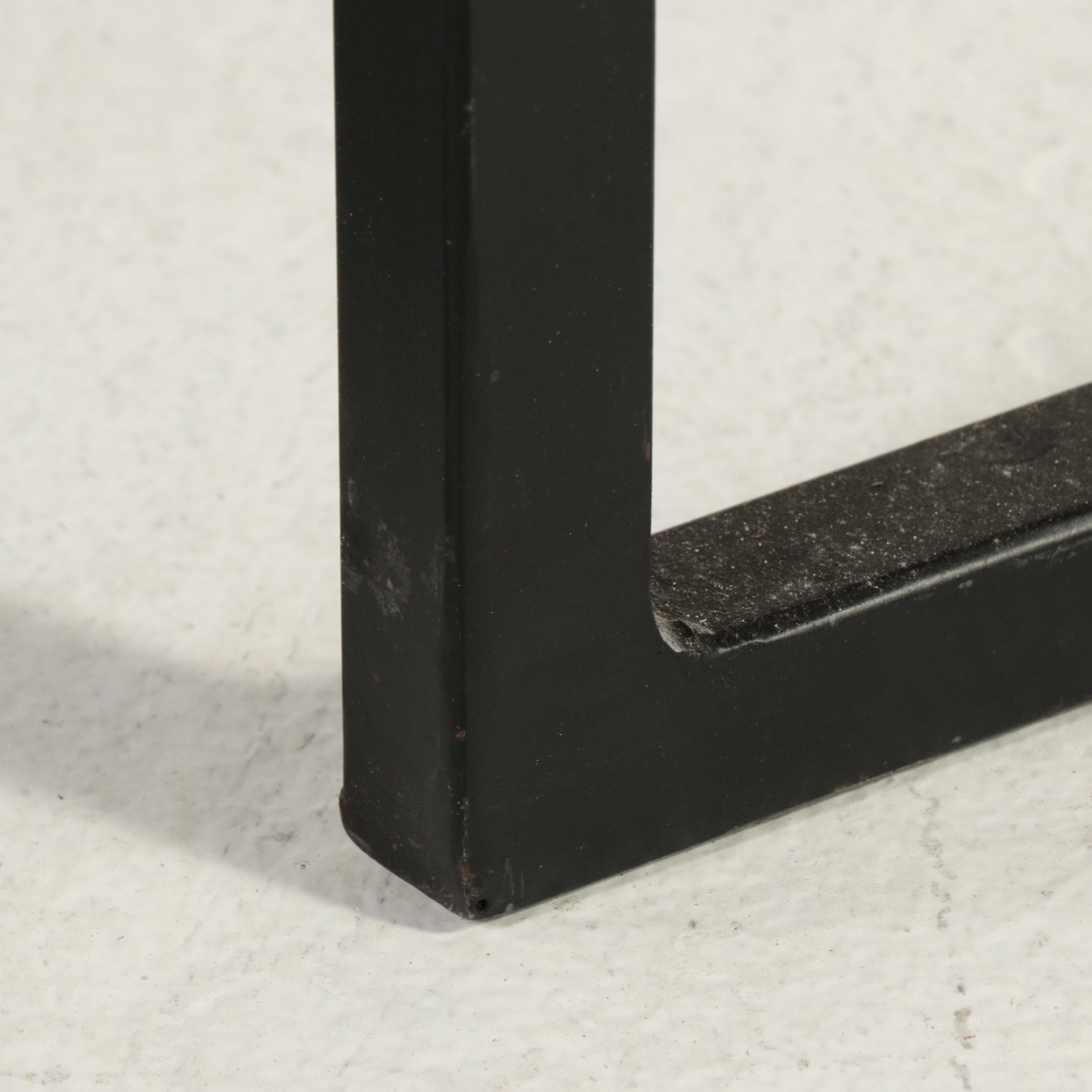 Two Contemporary Black Powder-Coated Metal Nesting C-Tables with Metal-Clad Tops