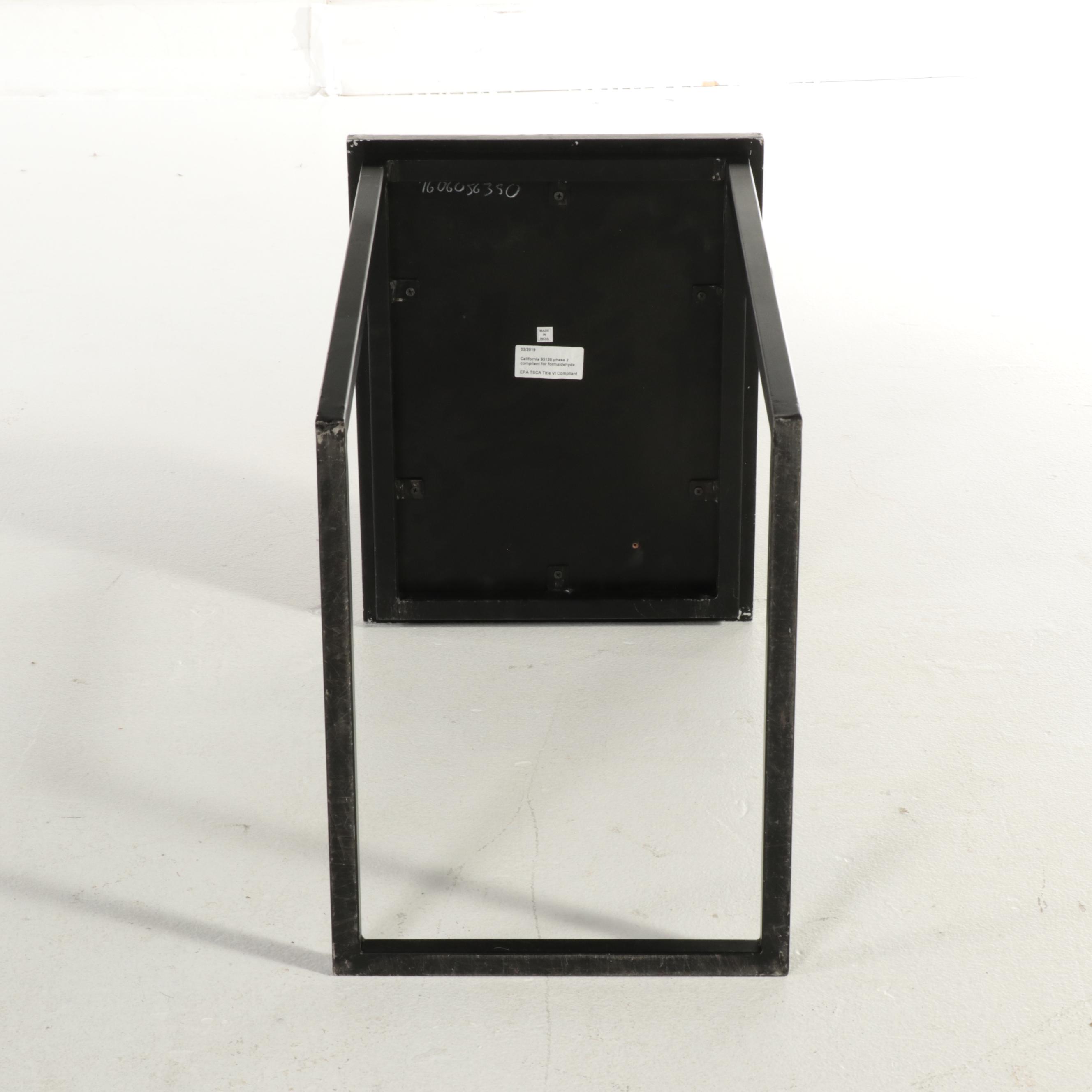Two Contemporary Black Powder-Coated Metal Nesting C-Tables with Metal-Clad Tops