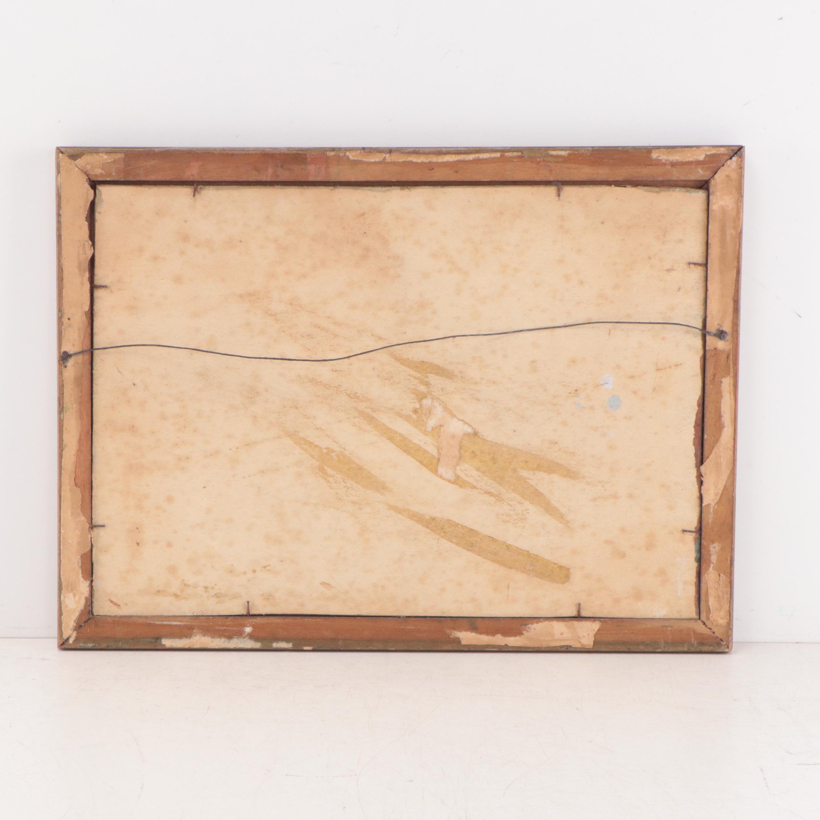 Naive Pond Landscape Oil Painting, 1932