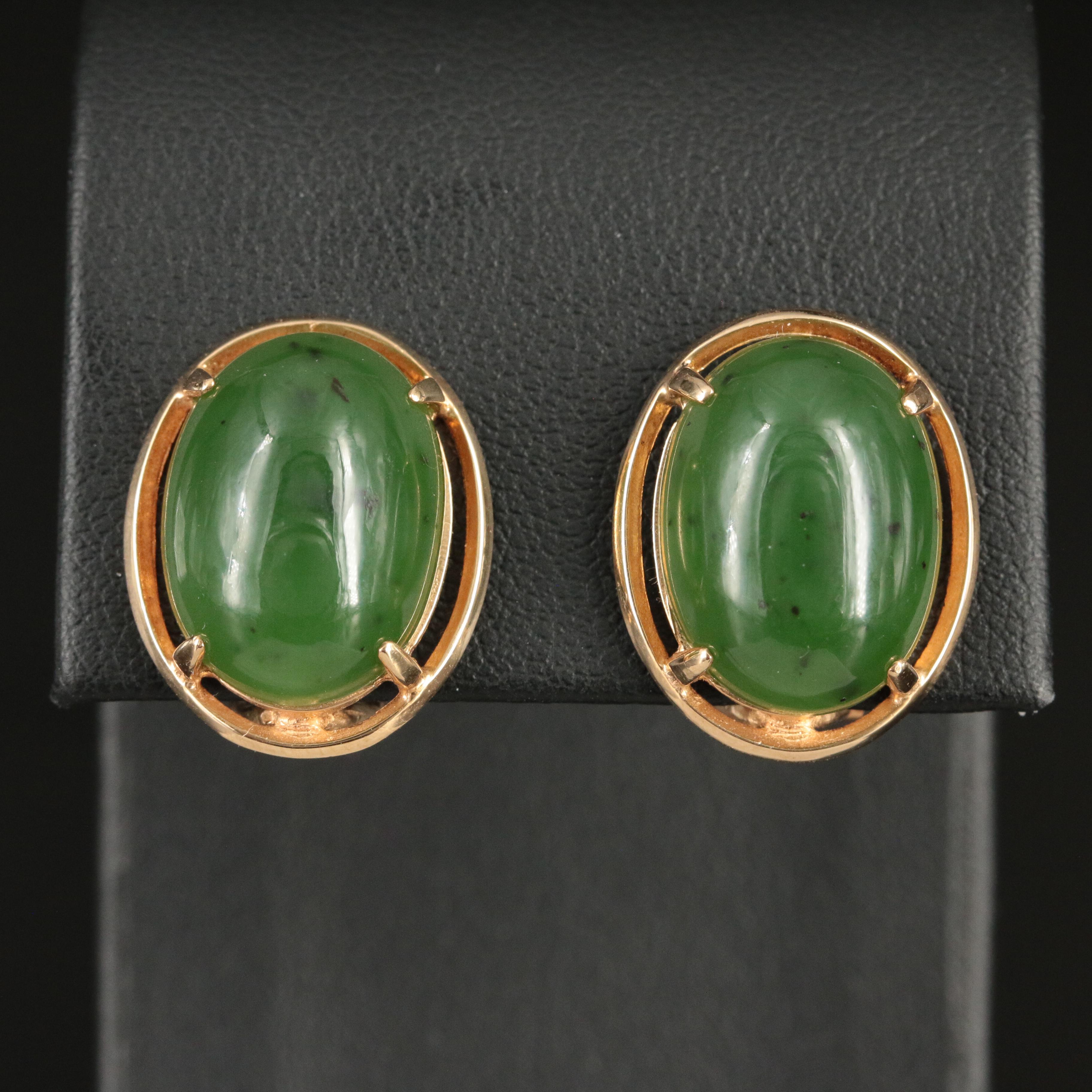 14K Nephrite Earrings