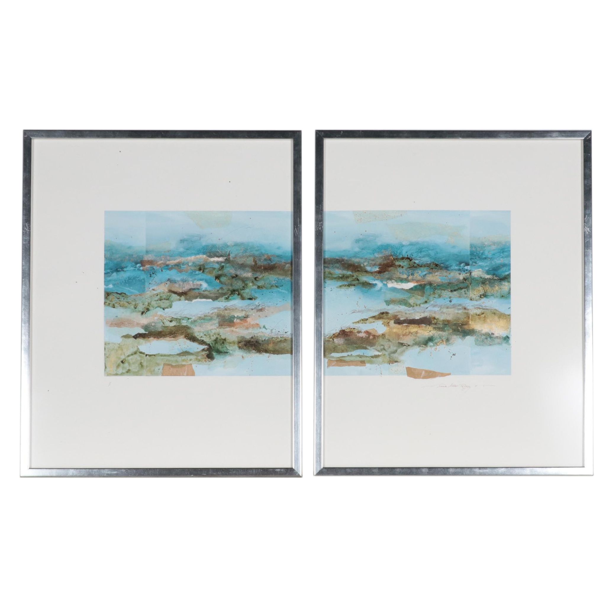 Joanne Miller Rafferty Abstract Diptych Mixed Media Painting