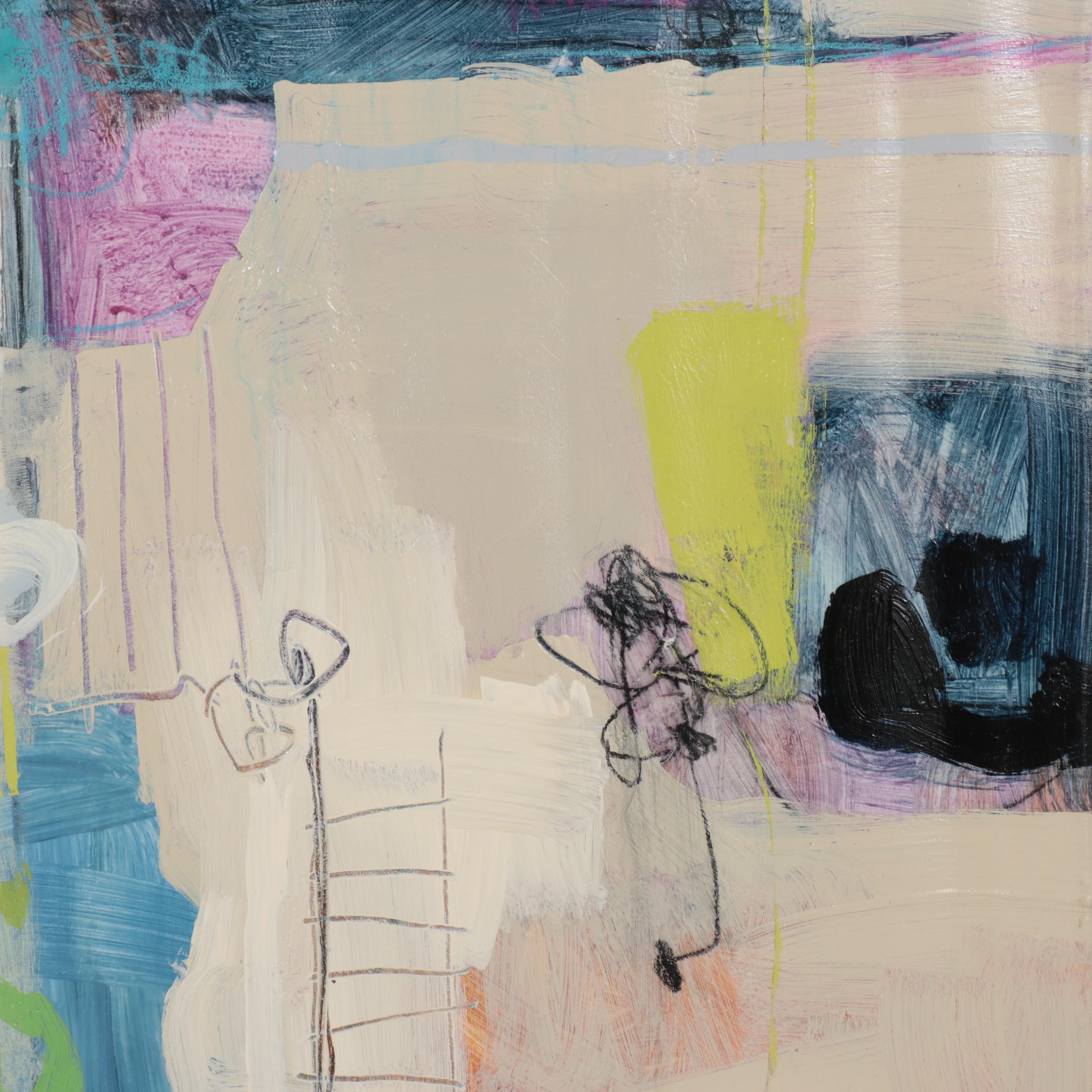 Ursula J. Brenner Abstract Mixed Media Painting, 21st Century