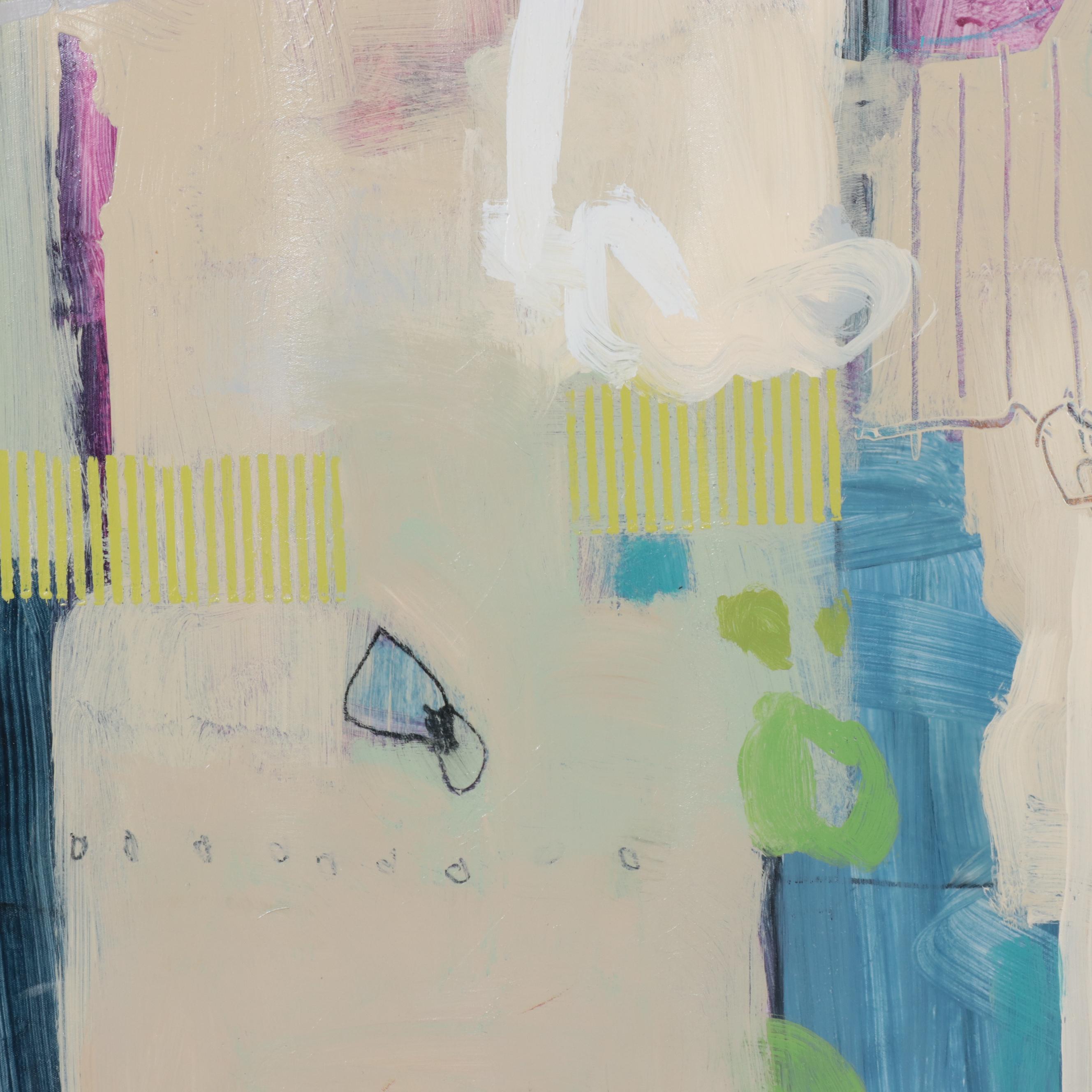 Ursula J. Brenner Abstract Mixed Media Painting, 21st Century