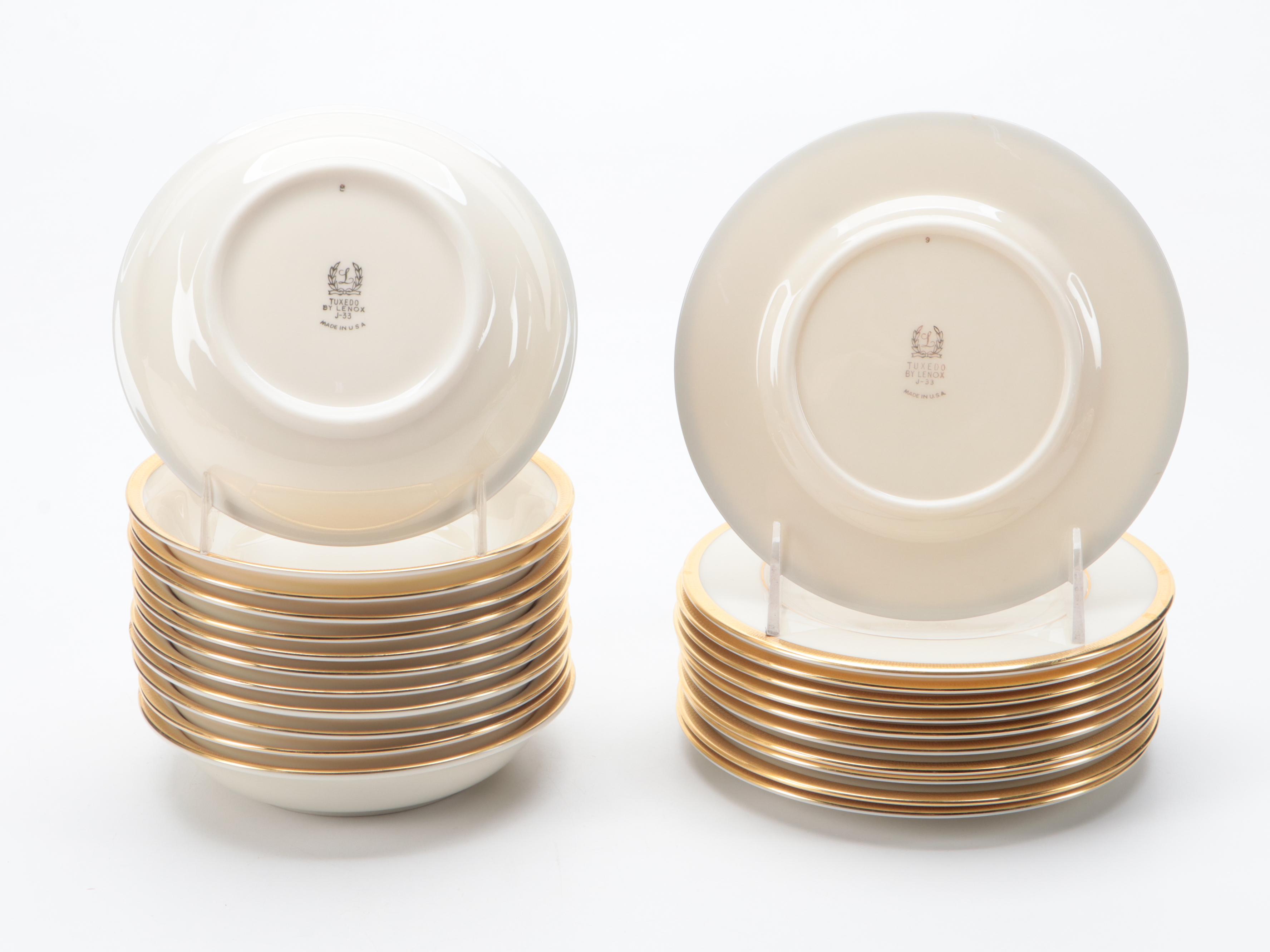 Lenox  Bone China "Tuxedo" Dinnerware with "Eternal Christmas" Accent Plates