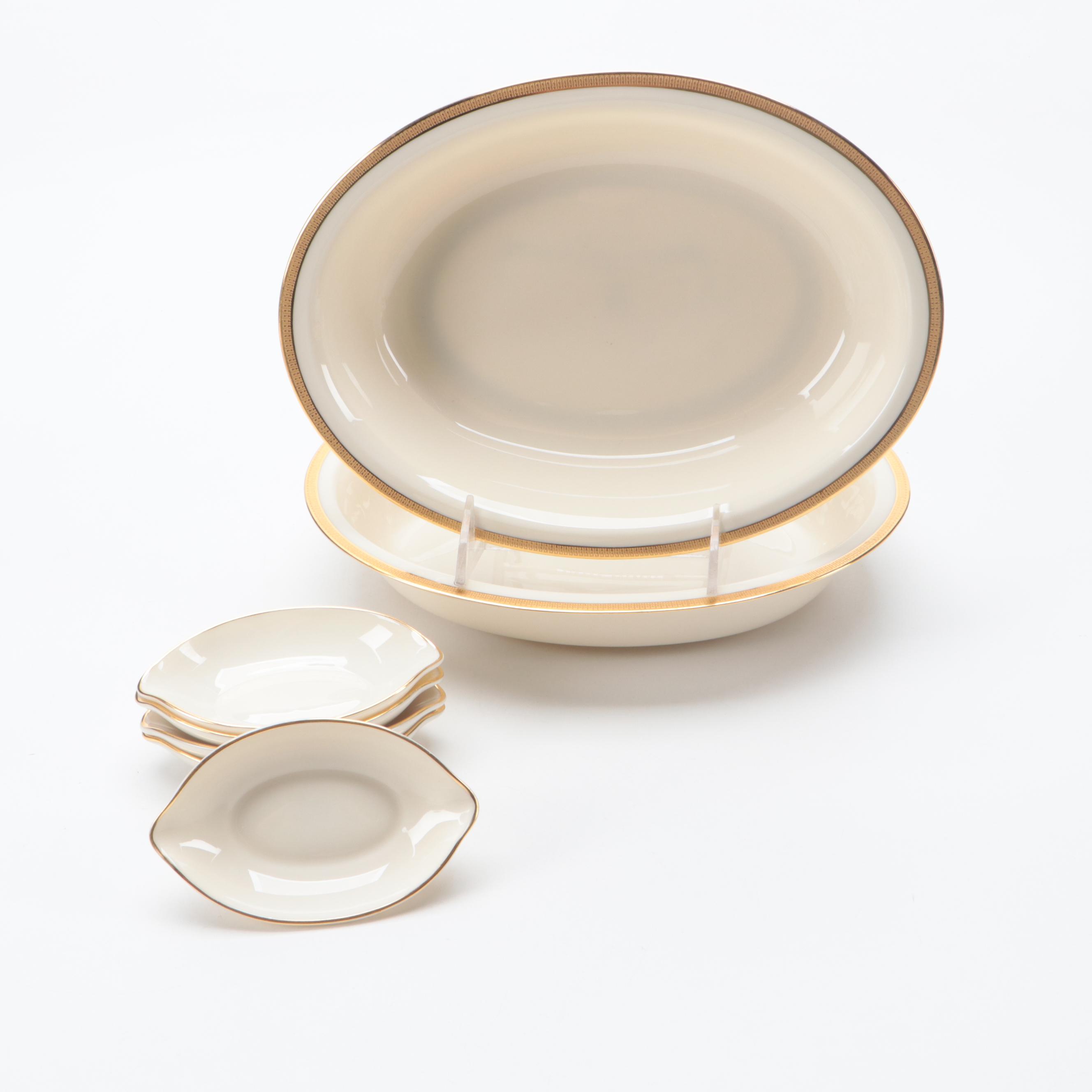 Lenox  Bone China "Tuxedo" Dinnerware with "Eternal Christmas" Accent Plates