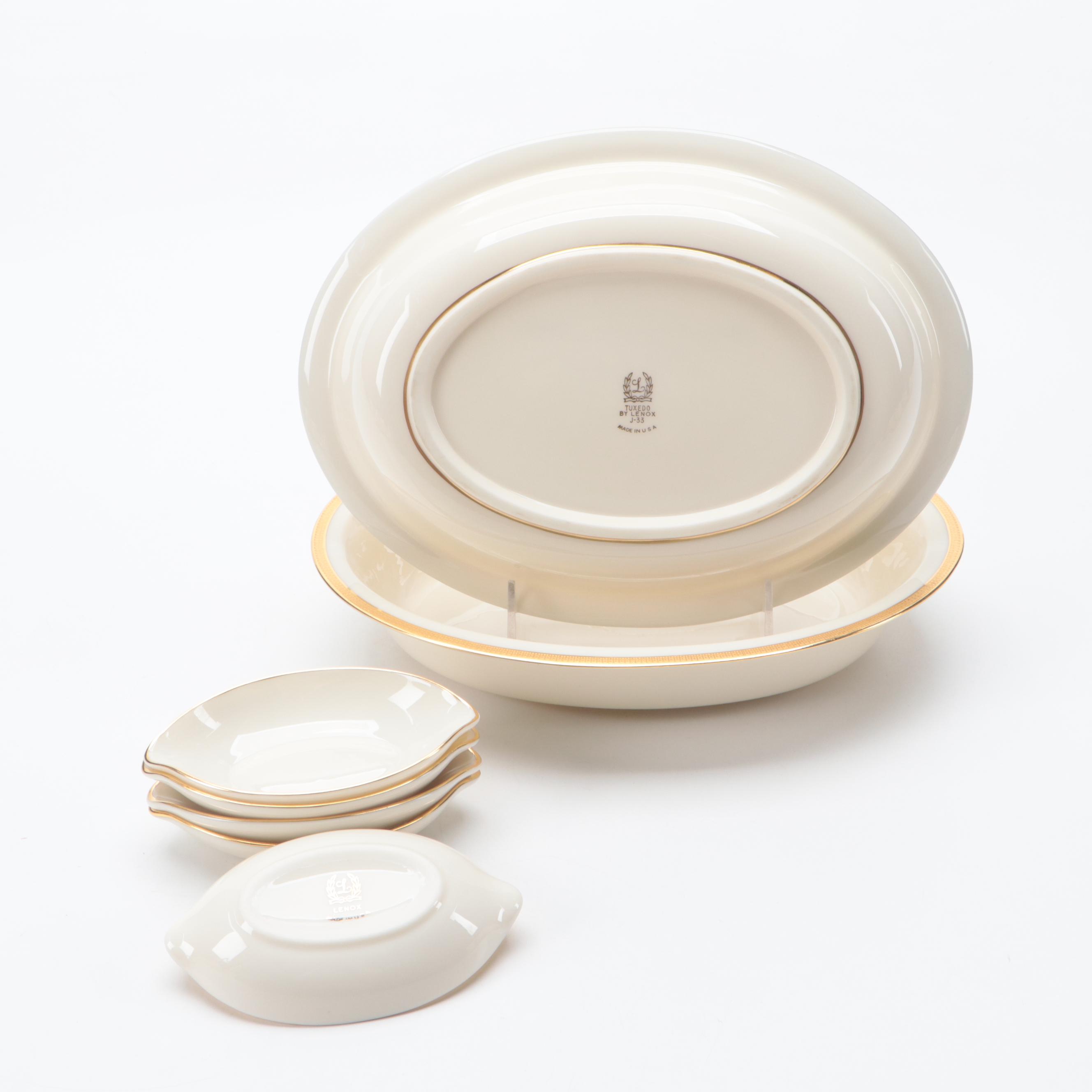Lenox  Bone China "Tuxedo" Dinnerware with "Eternal Christmas" Accent Plates