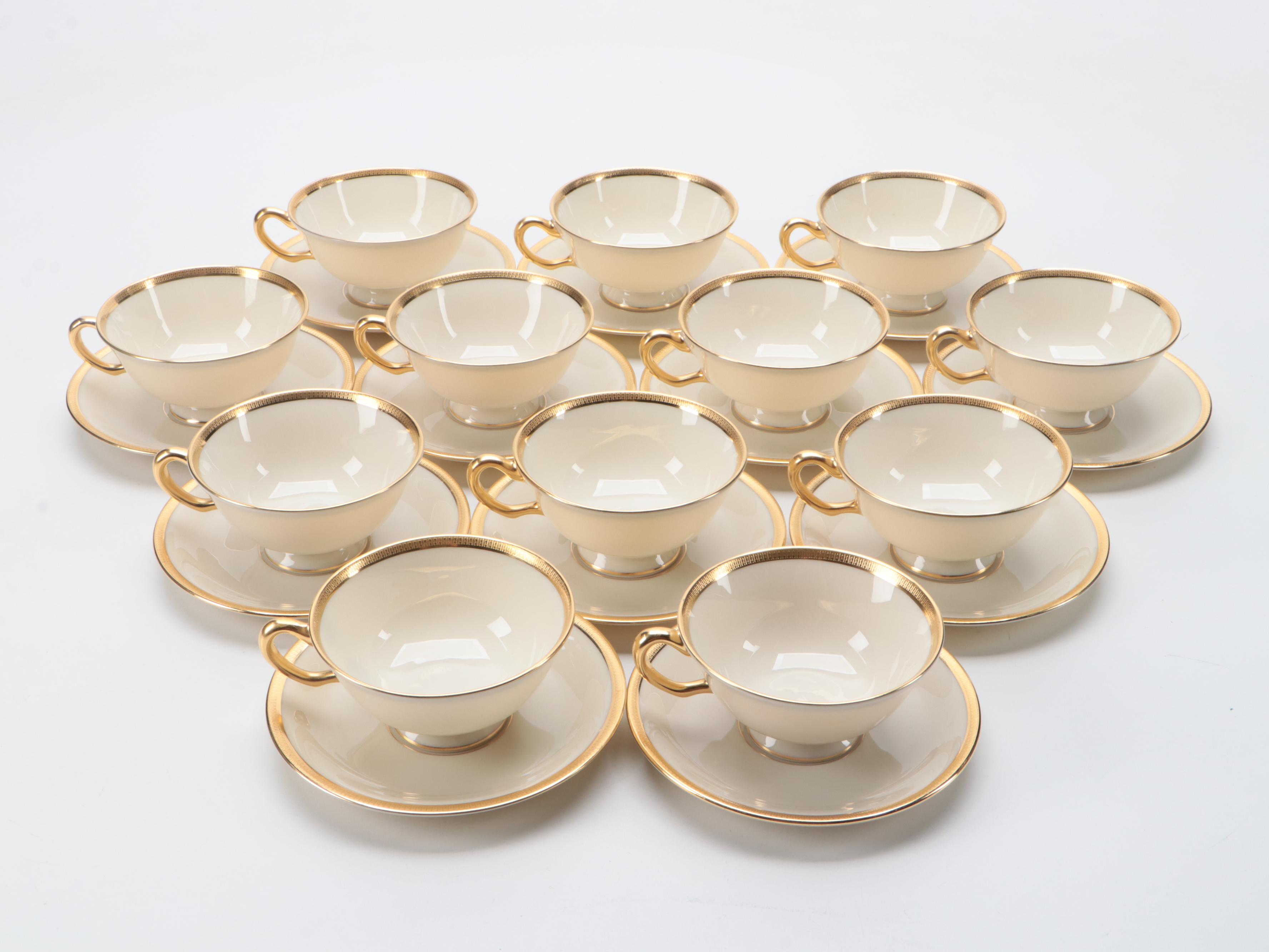 Lenox  Bone China "Tuxedo" Dinnerware with "Eternal Christmas" Accent Plates