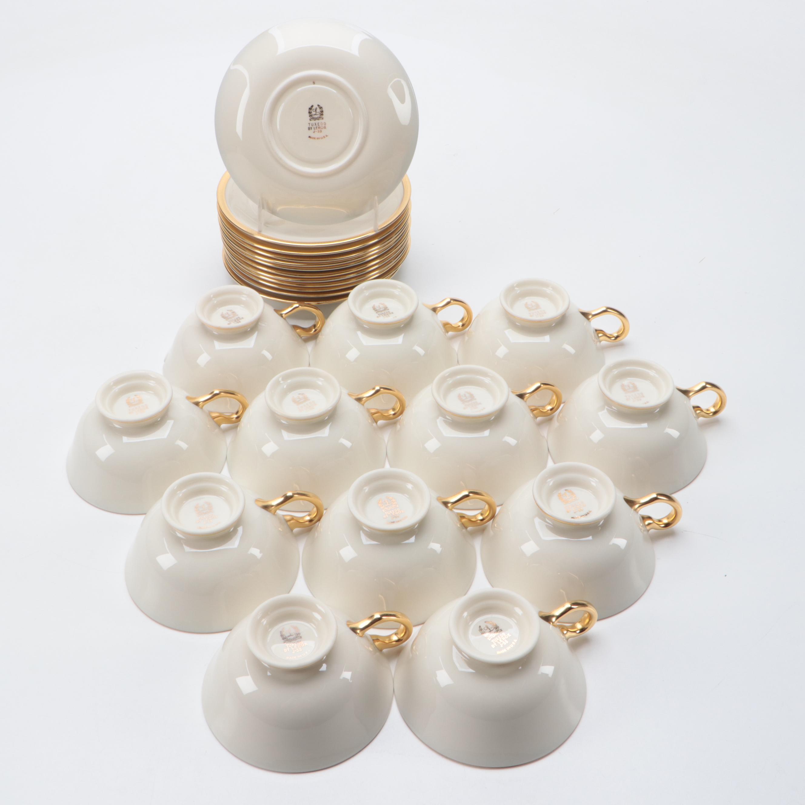 Lenox Bone China "Tuxedo" Dinnerware with "Eternal Christmas" Accent