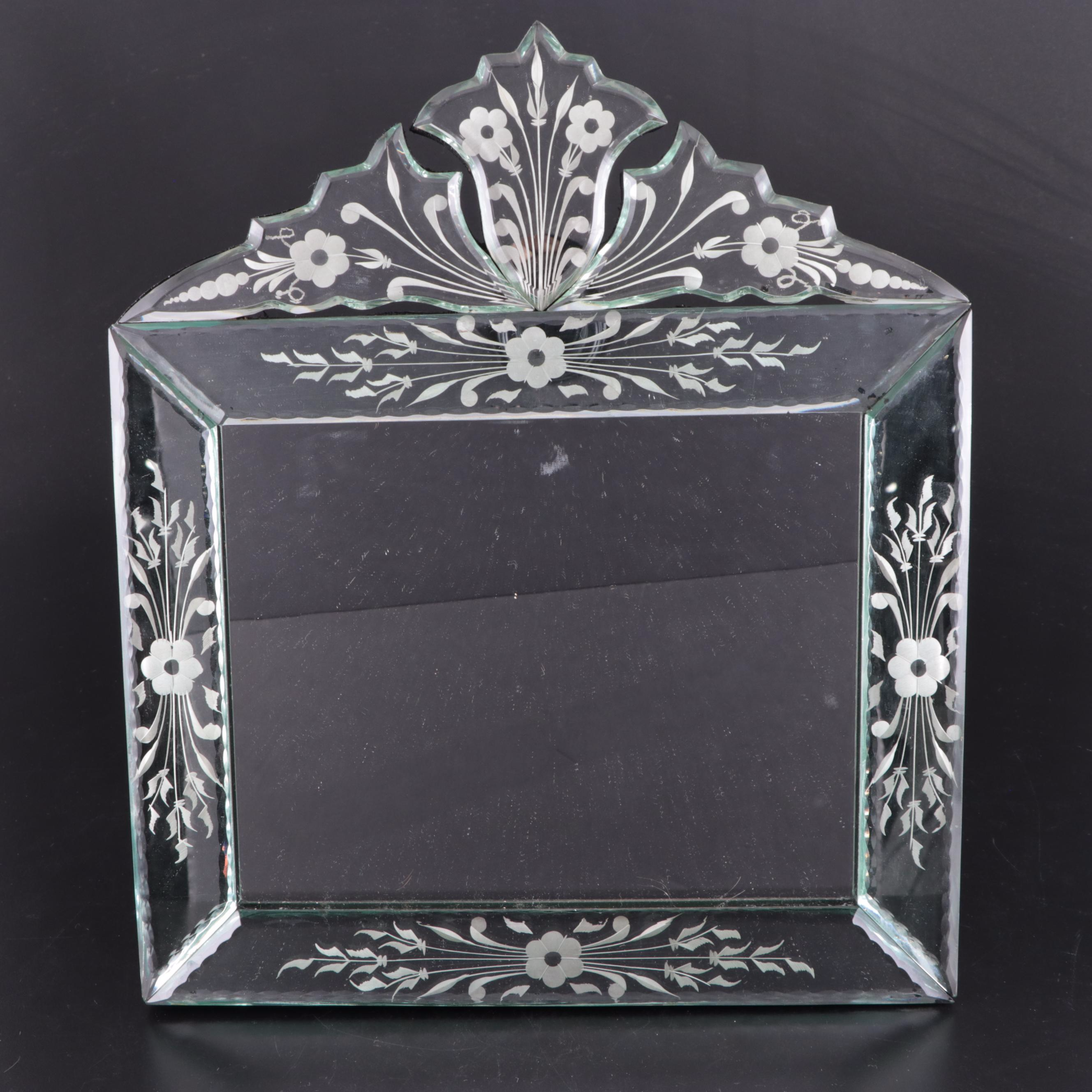 Waterford Crystal Desk Clock with Etched Glass Mirror and Other Decor