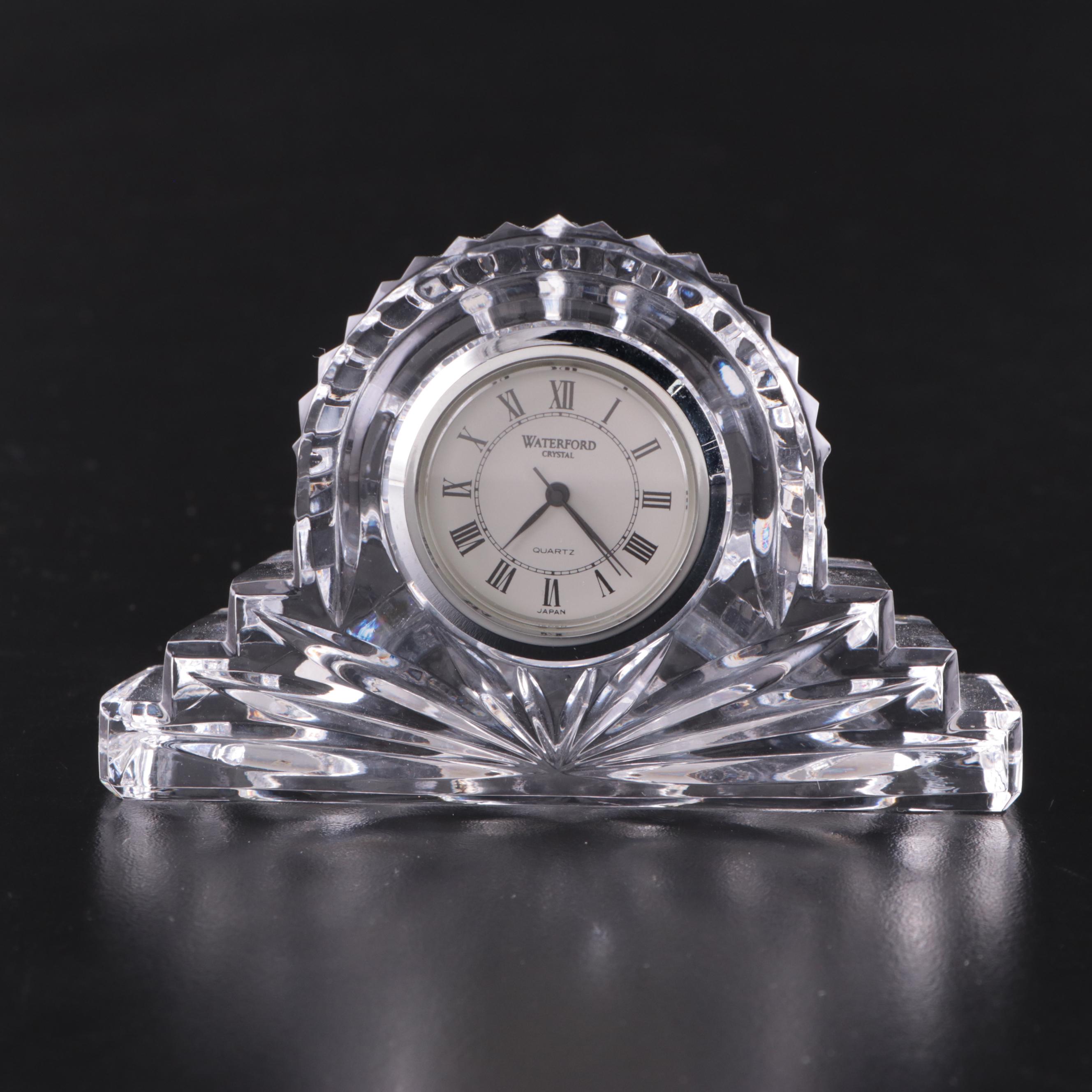 Waterford Crystal Desk Clock with Etched Glass Mirror and Other Decor