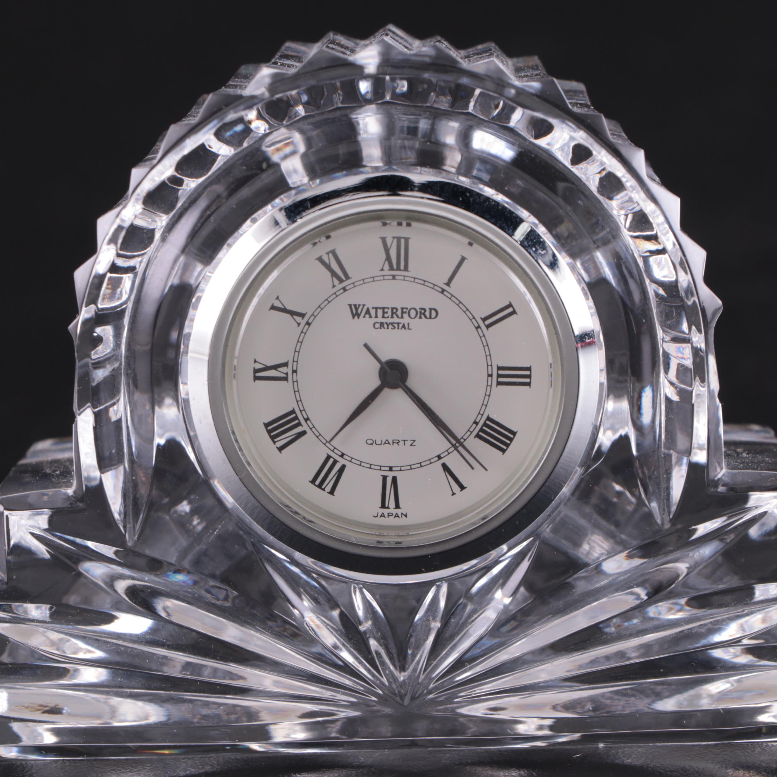 Waterford Crystal Desk Clock with Etched Glass Mirror and Other Decor