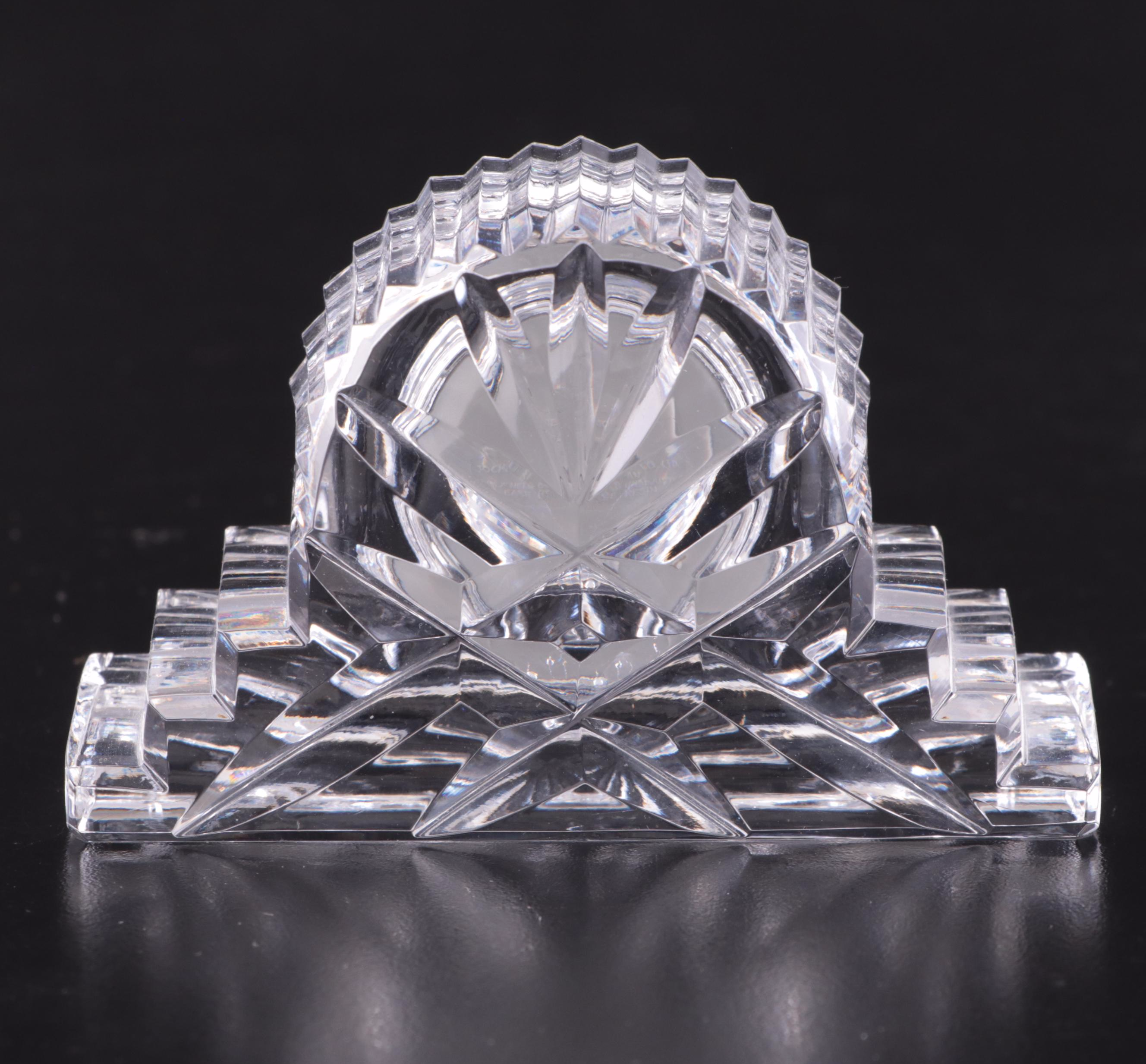 Waterford Crystal Desk Clock with Etched Glass Mirror and Other Decor